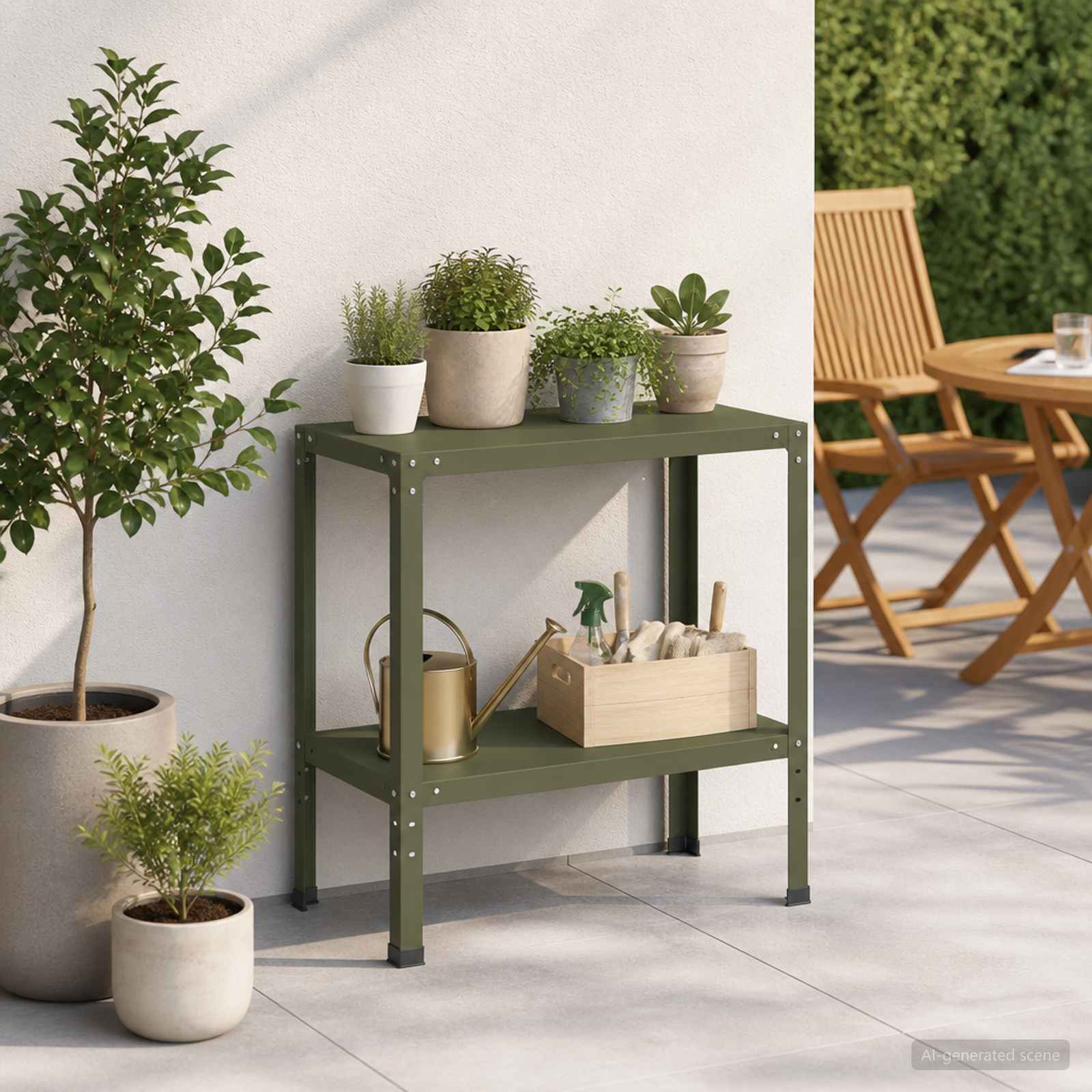 Istutuslaud 60 x 40 x 80 cm Pulbervärvitud teras Oliiviroheline