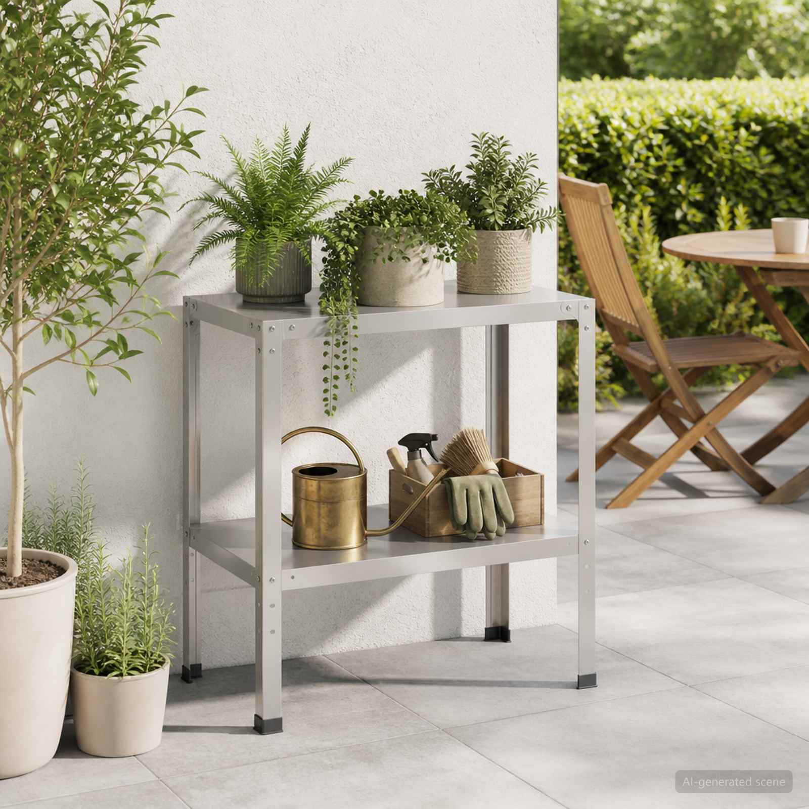 Istutuslaud 100 x 50 x 80 cm Roostevaba teras Hõbedane
