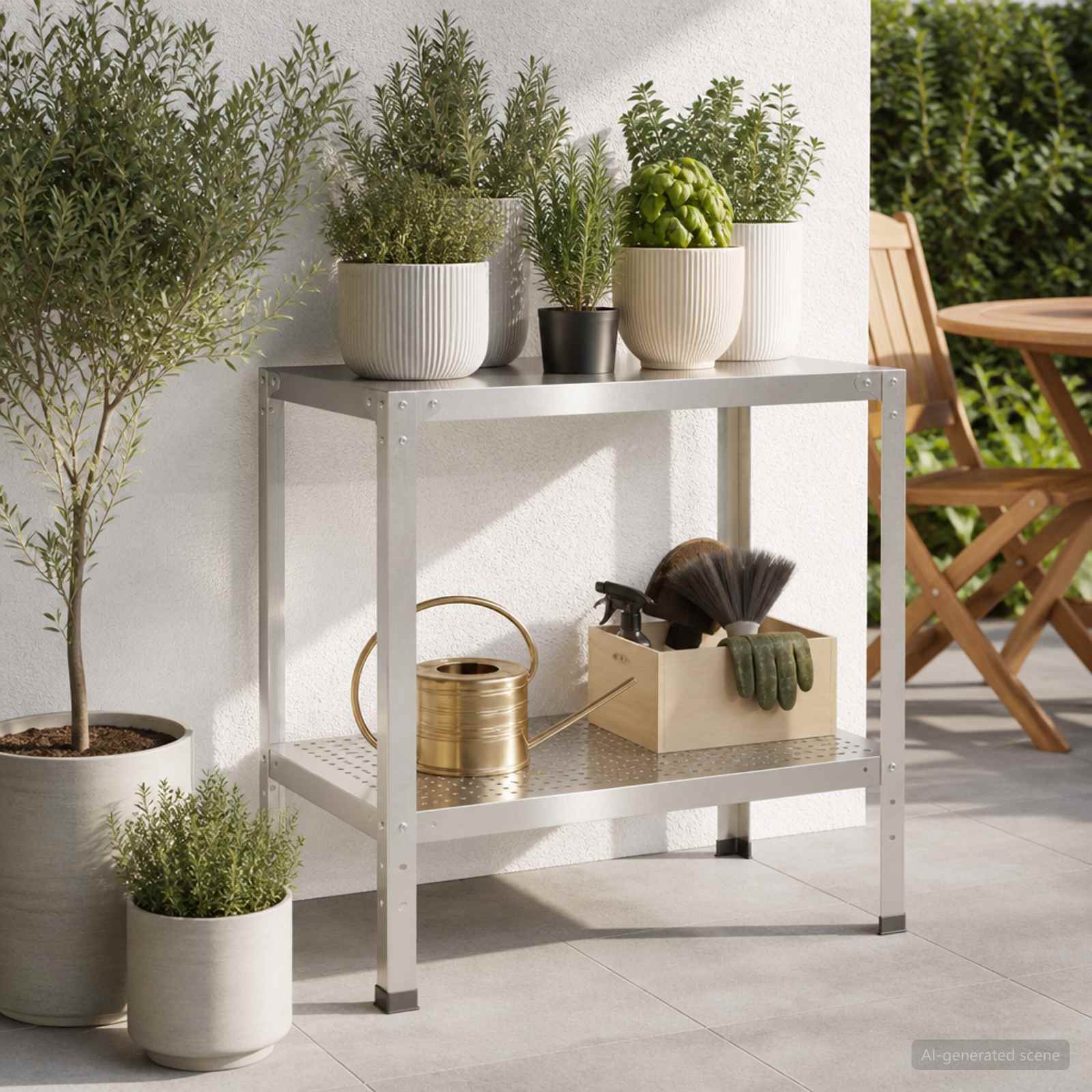 Istutuslaud 80 x 50 x 80 cm Roostevaba teras Hõbedane