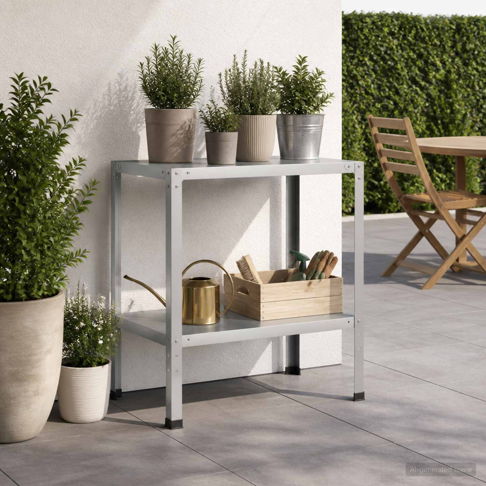 Istutuslaud 80 x 50 x 80 cm Tsingitud teras Hõbedane
