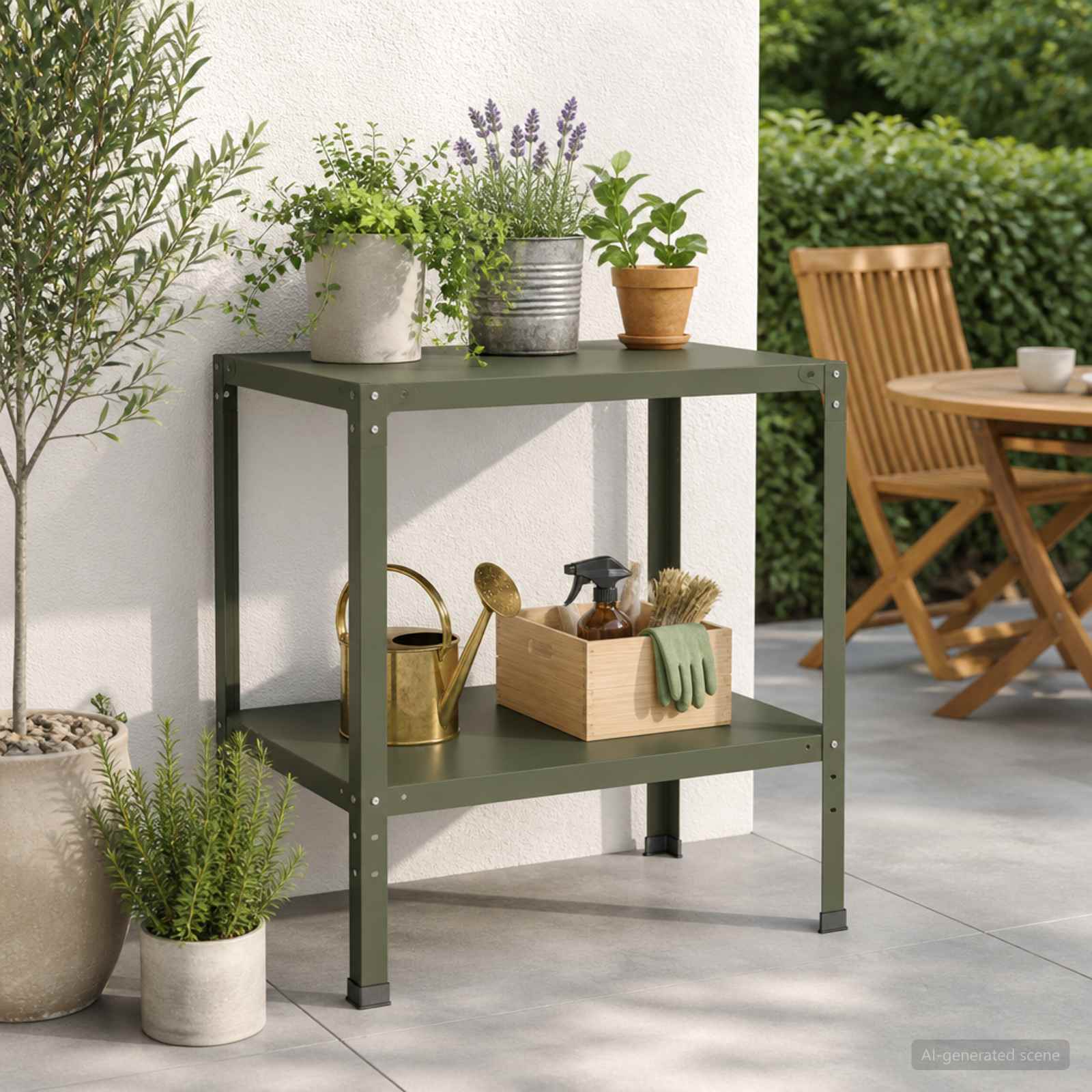 Istutuslaud 60 x 50 x 80 cm Pulbervärvitud teras Oliiviroheline