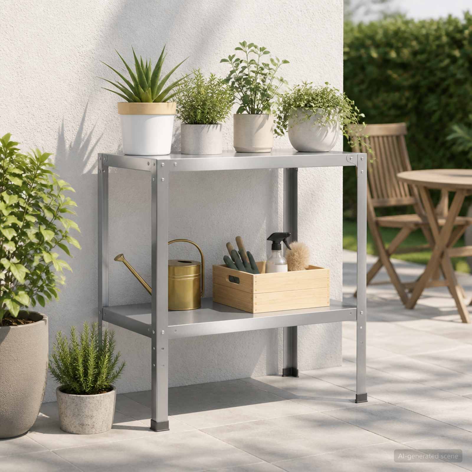 Istutuslaud 60 x 50 x 80 cm Tsingitud teras Hõbedane