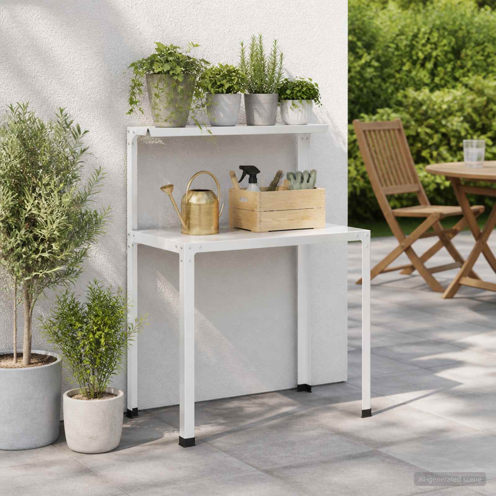 Istutuslaud 100 x 50 x 104 cm Pulbervärvitud teras Valge