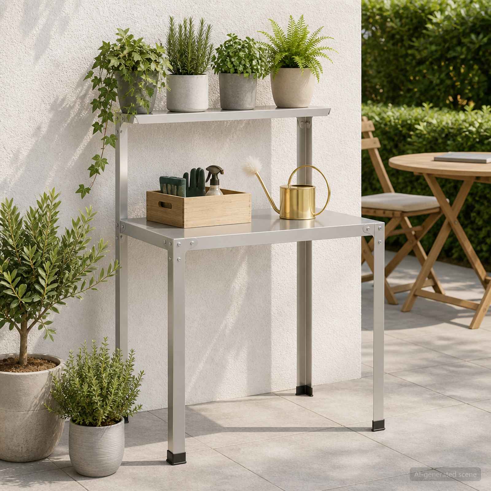 Istutuslaud 100 x 50 x 104 cm Roostevaba teras Hõbedane