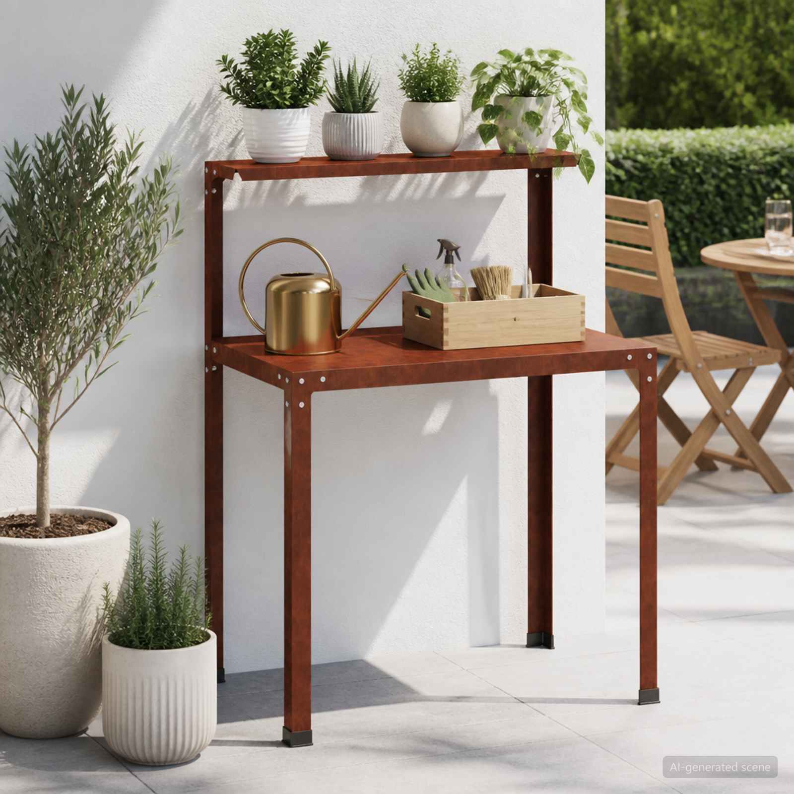 Istutuslaud 100 x 50 x 104 cm Ilmastikukindel teras Rooste