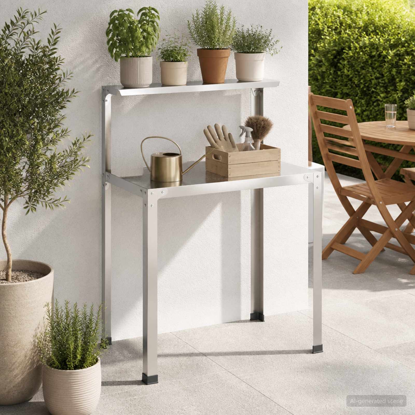 Istutuslaud 80 x 50 x 104 cm Roostevaba teras Hõbedane