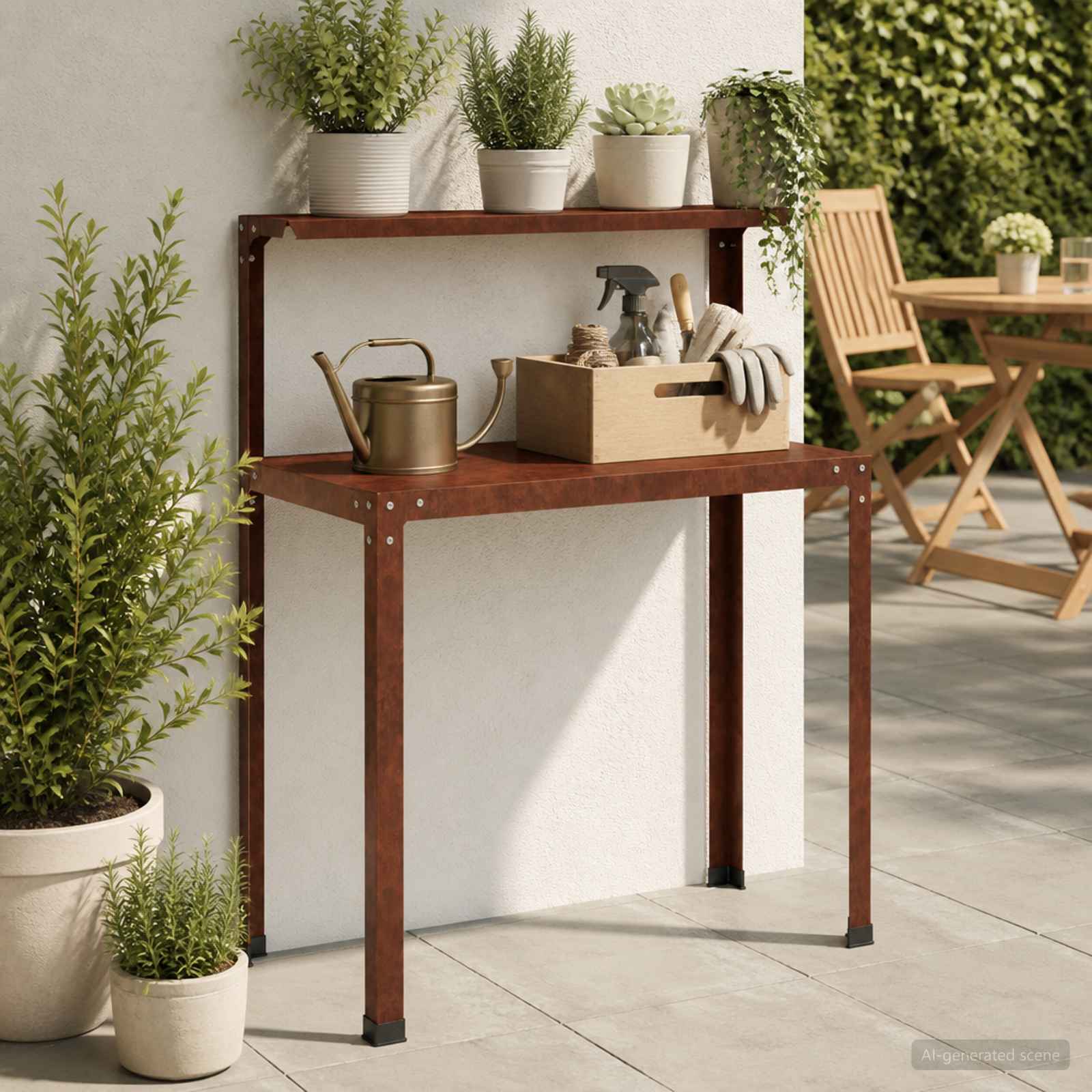 Istutuslaud 80 x 50 x 104 cm Ilmastikukindel teras Rooste