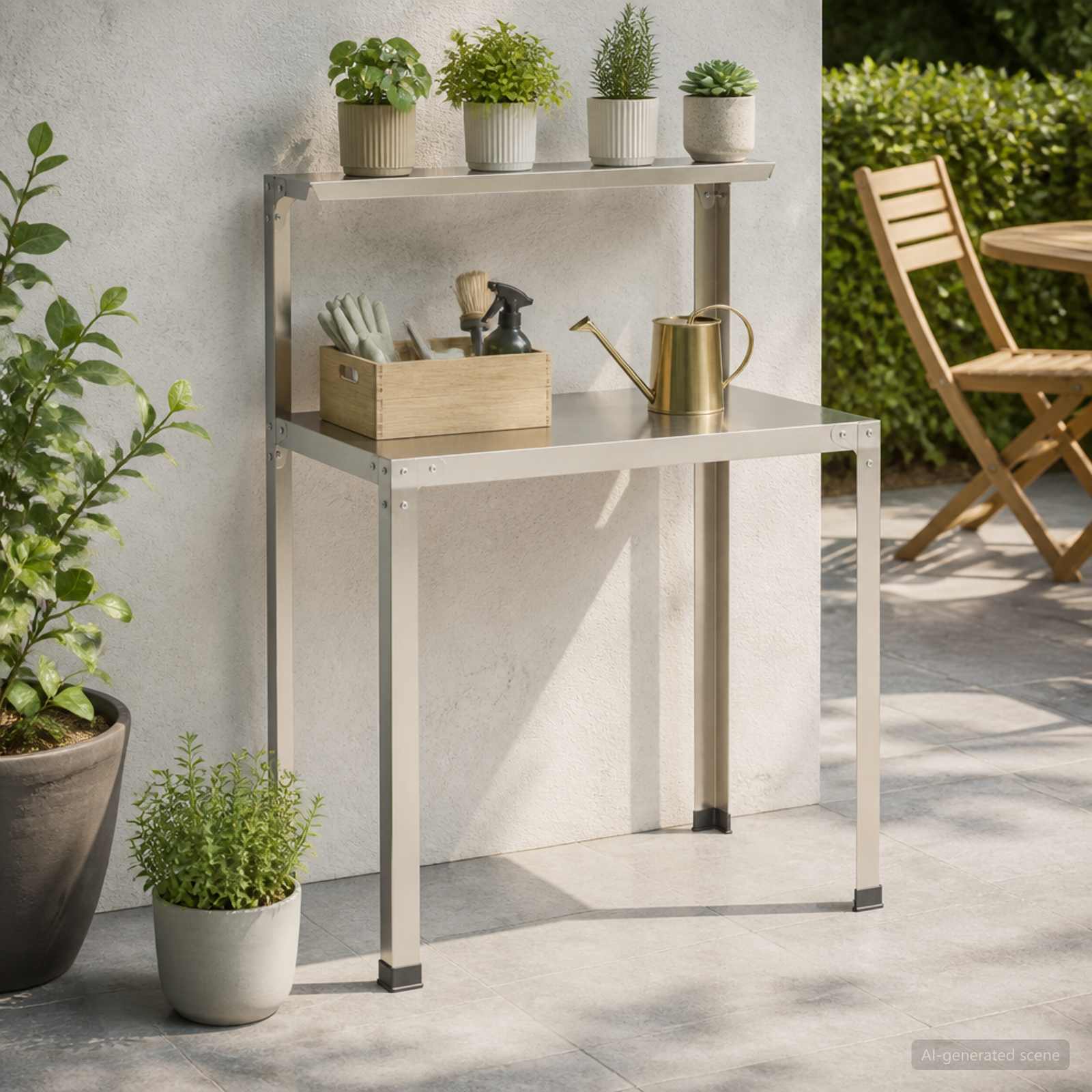 Istutuslaud 60 x 50 x 104 cm Roostevaba teras Hõbedane