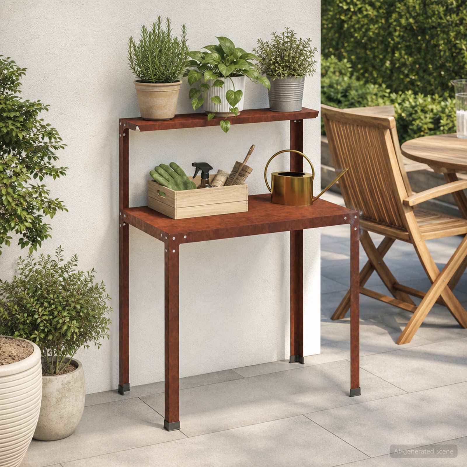 Istutuslaud 60 x 50 x 104 cm Ilmastikukindel teras Rooste