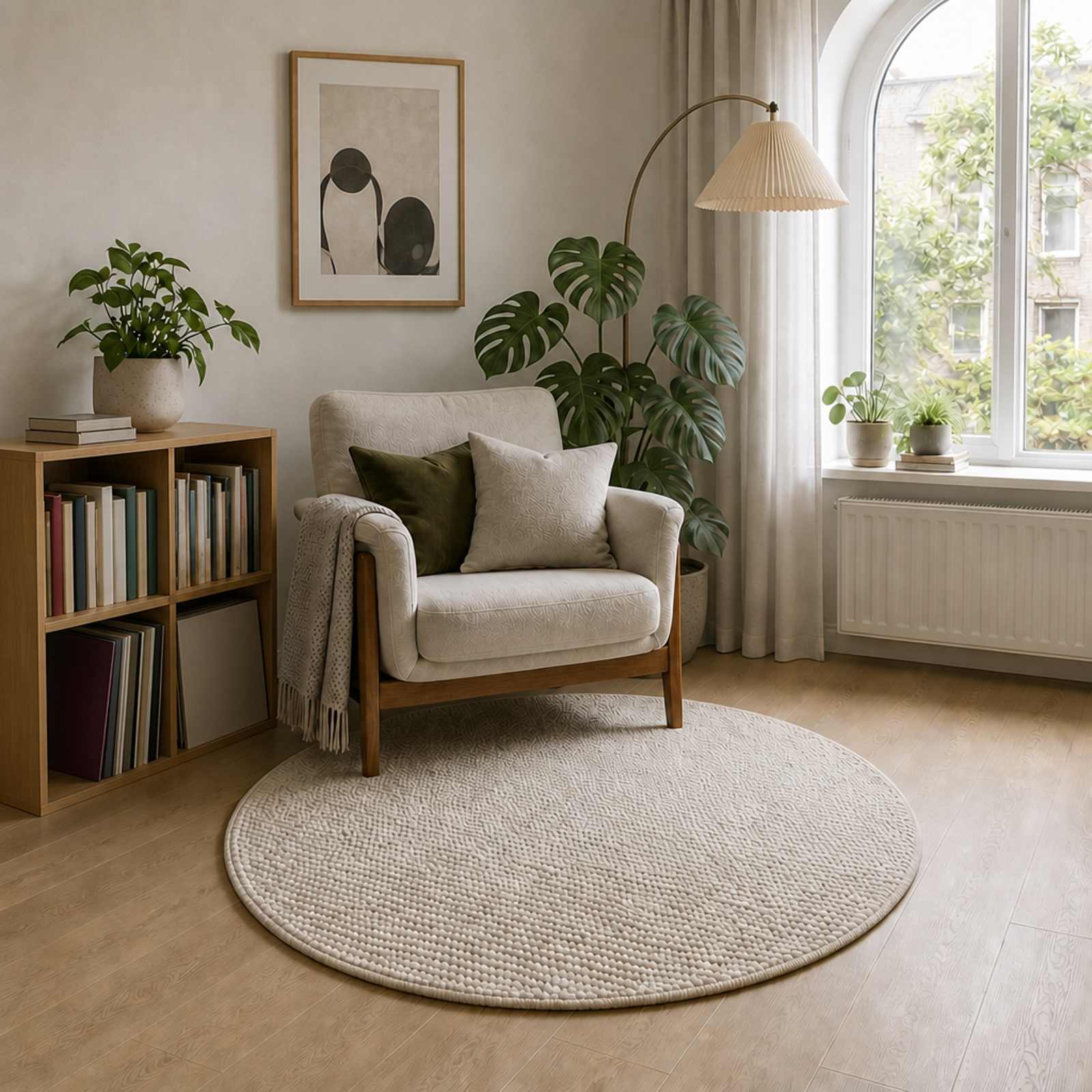Kild Kreemjas Ø 120 cm 100% Polüester 3 mm Pesumasinas pestav