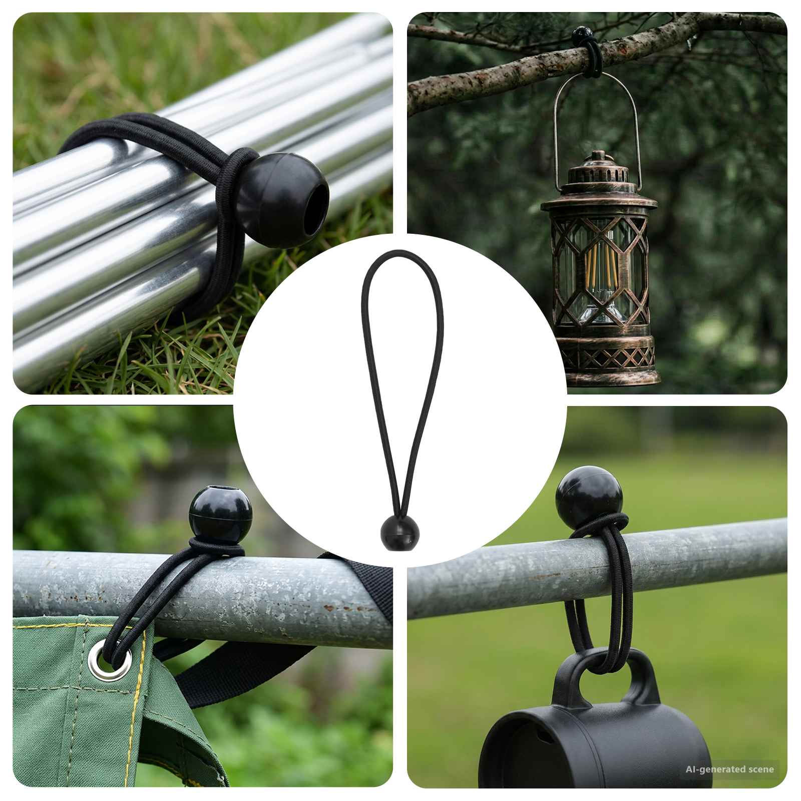 Bungee Köied Pallidega 24 tk Must 4 mm x 22 cm Polüpropüleen