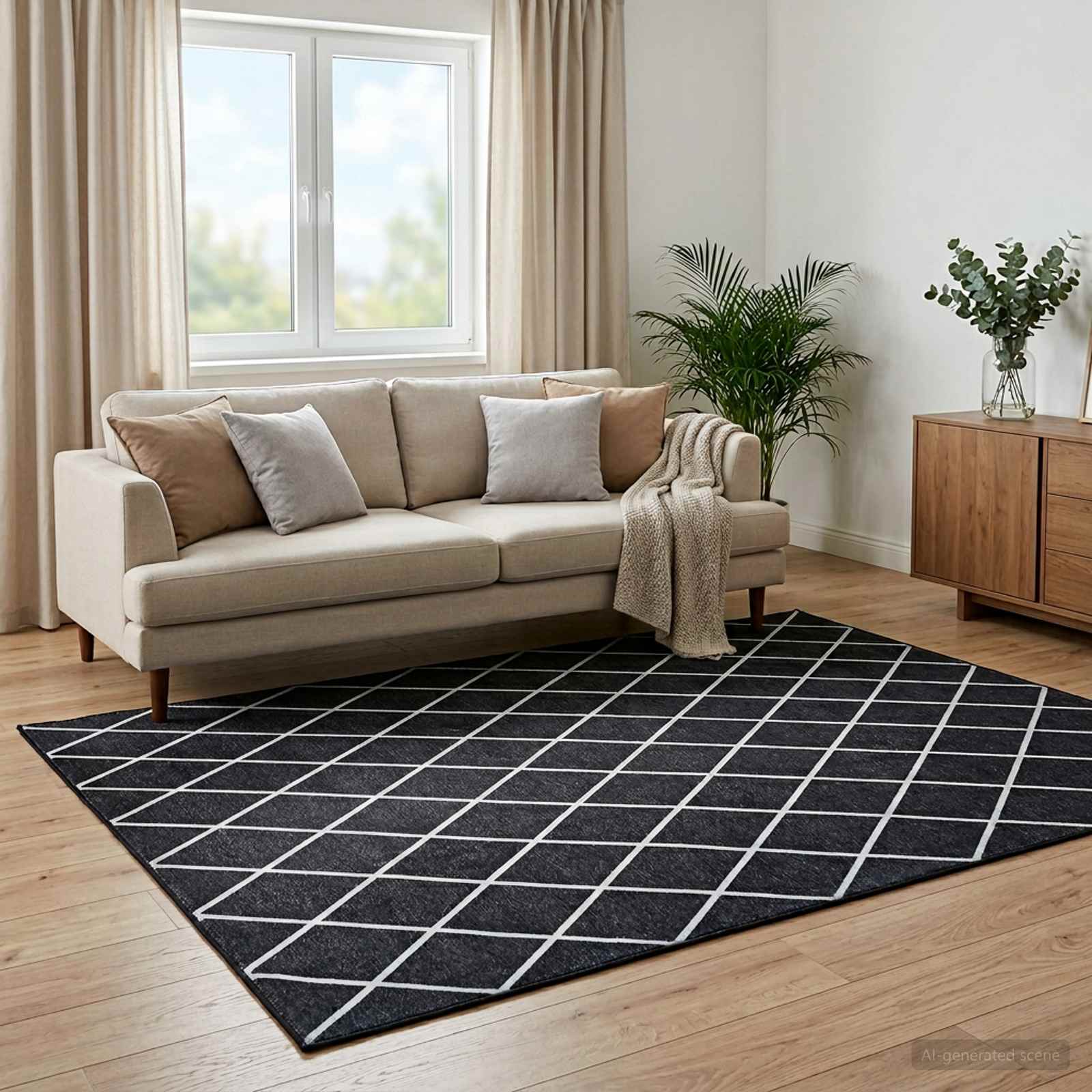 Kild ORIZ Must teemantmuster 140 x 200 cm 100% Polüester