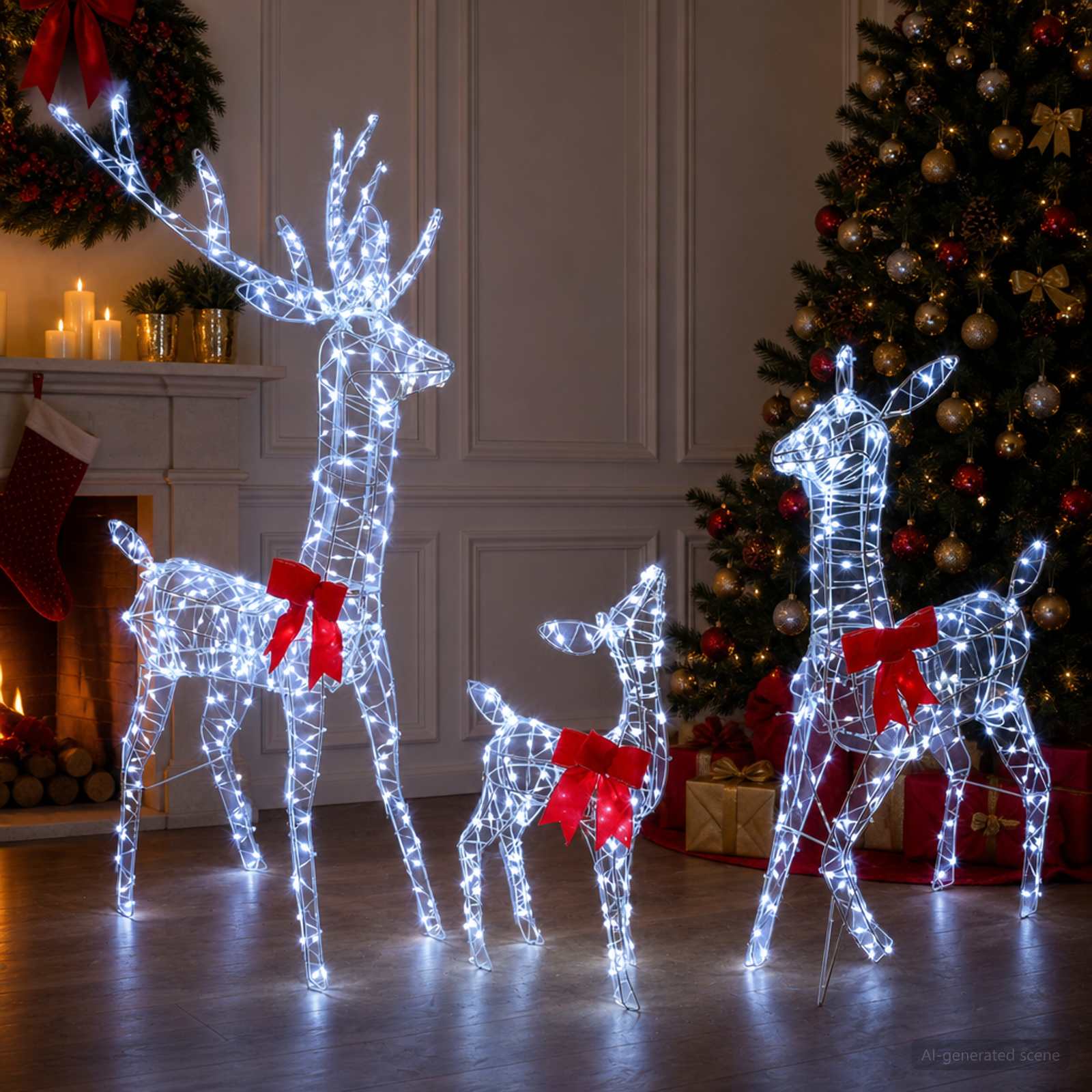 LED-põhjapõtrade pere 700 LED-i Külm valge 70 x 26 x 128 cm