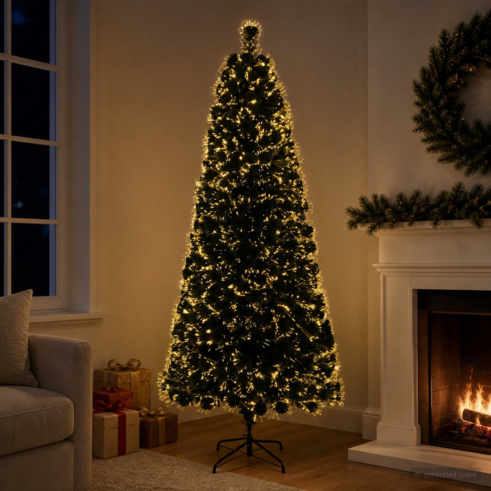 Kiudoptiline jõulupuu 180 cm 24 LED-i Soe valge PVC Roheline