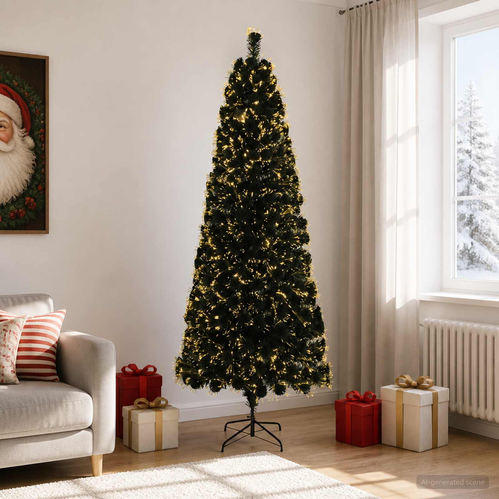 Kiudoptiline jõulupuu 210 cm 24 LED-i Soe valge PVC Roheline