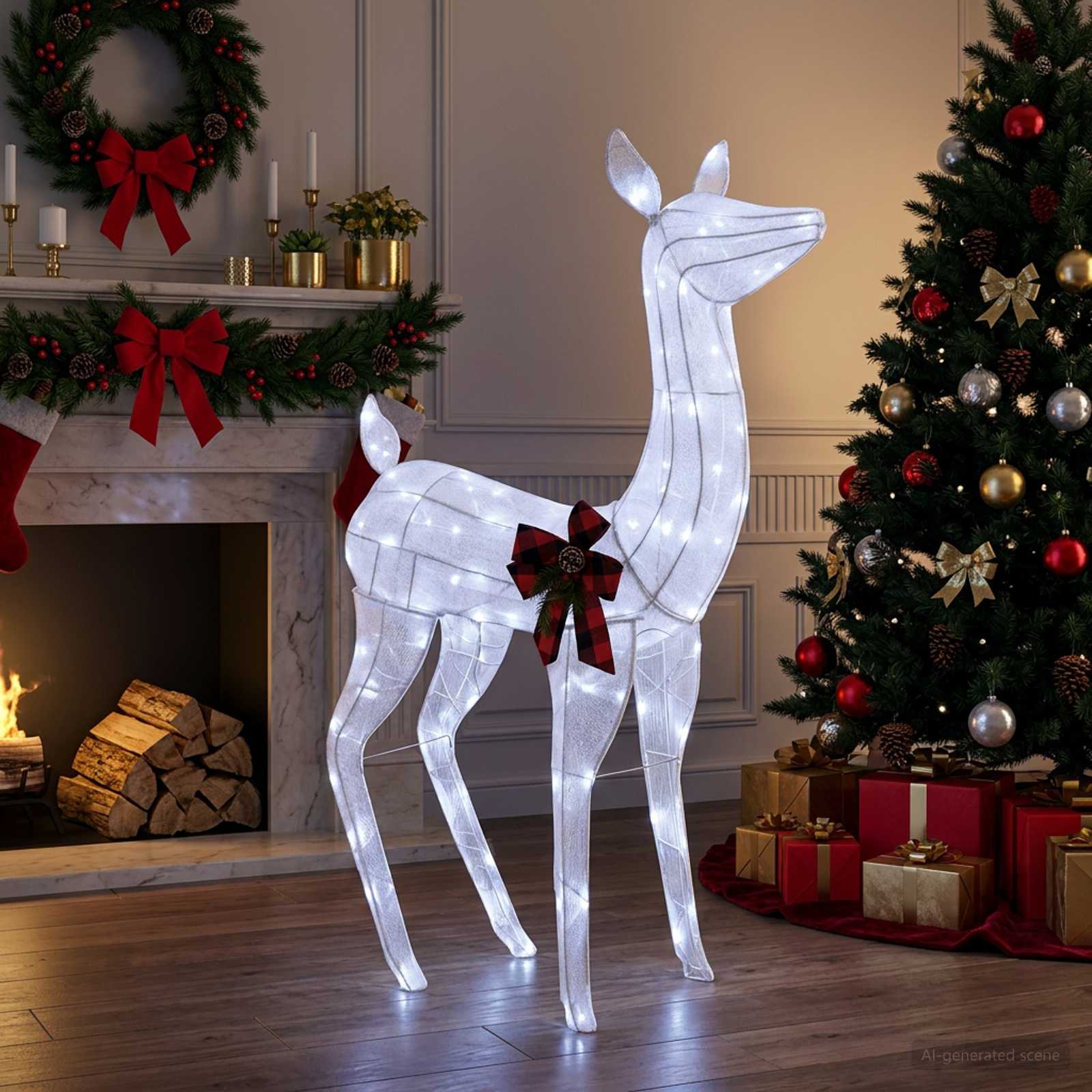 3D jõulupõder LOVIISA 200 LED-i Külm valge 96 x 40 x 140 cm