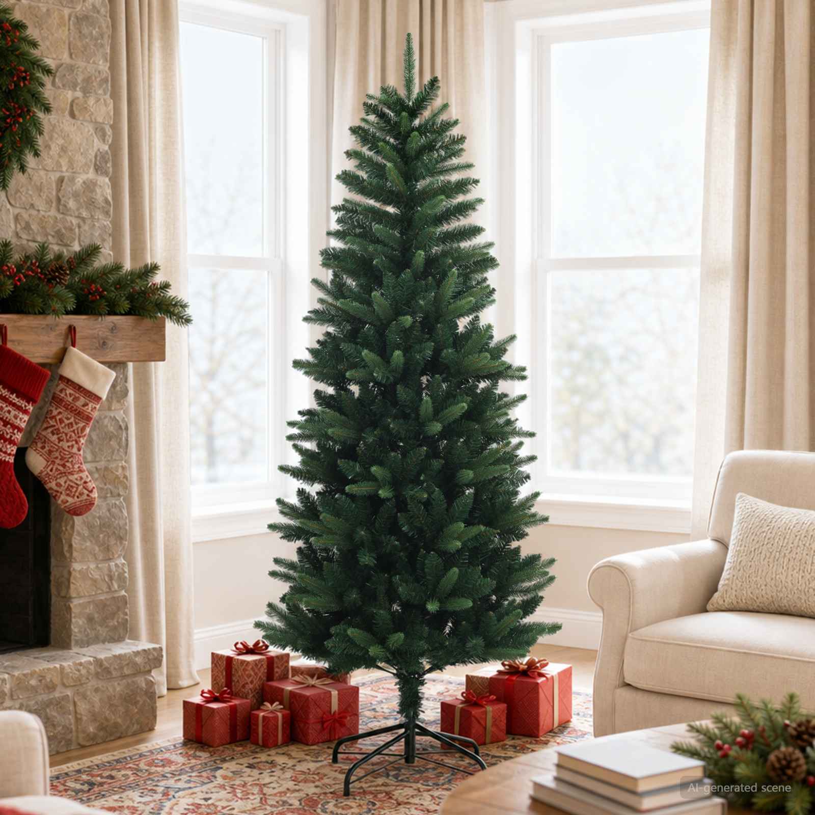 Artificial Hinged Christmas Tree 180 cm PE ja PVC Roheline