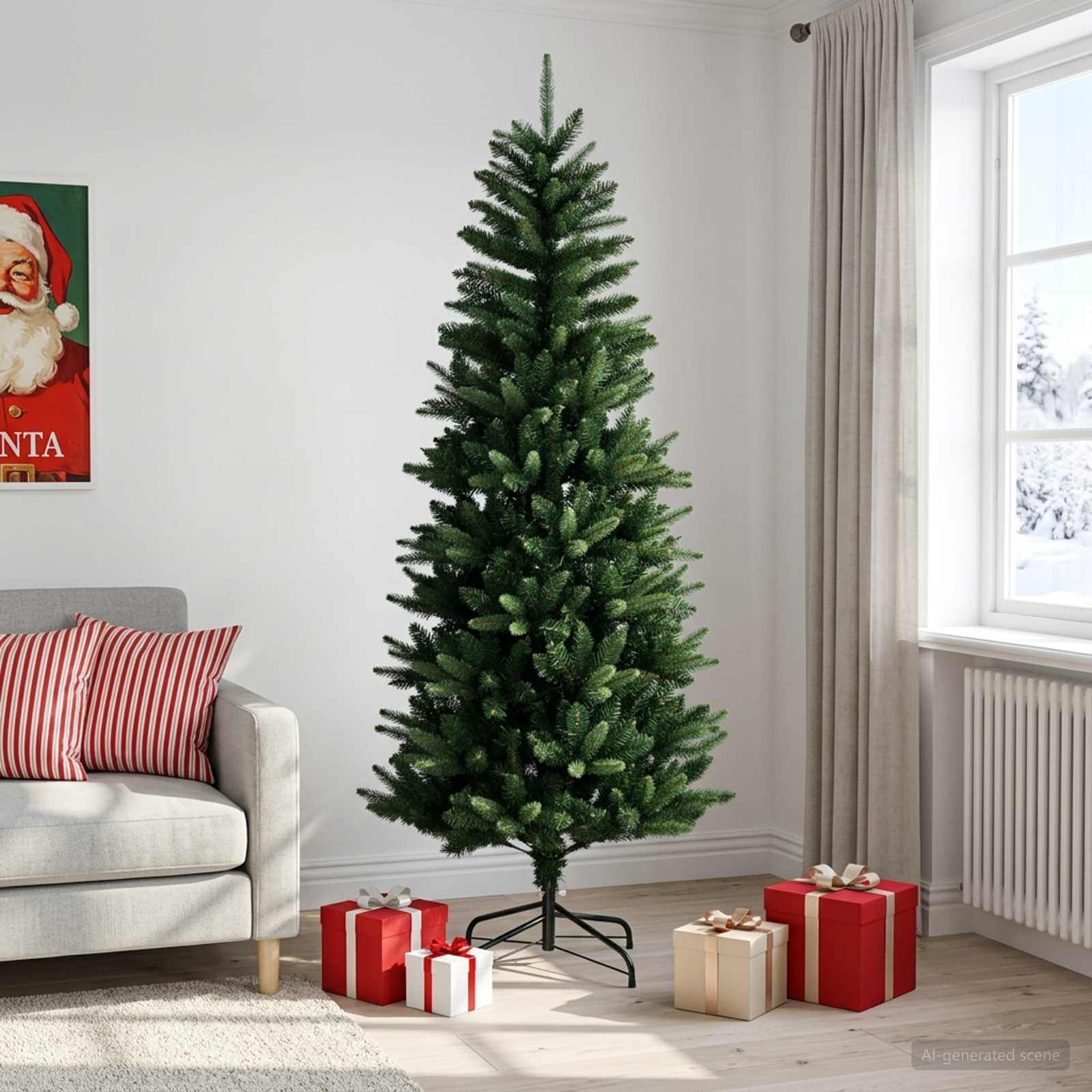 Artificial Hinged Christmas Tree 210 cm PE ja PVC Roheline
