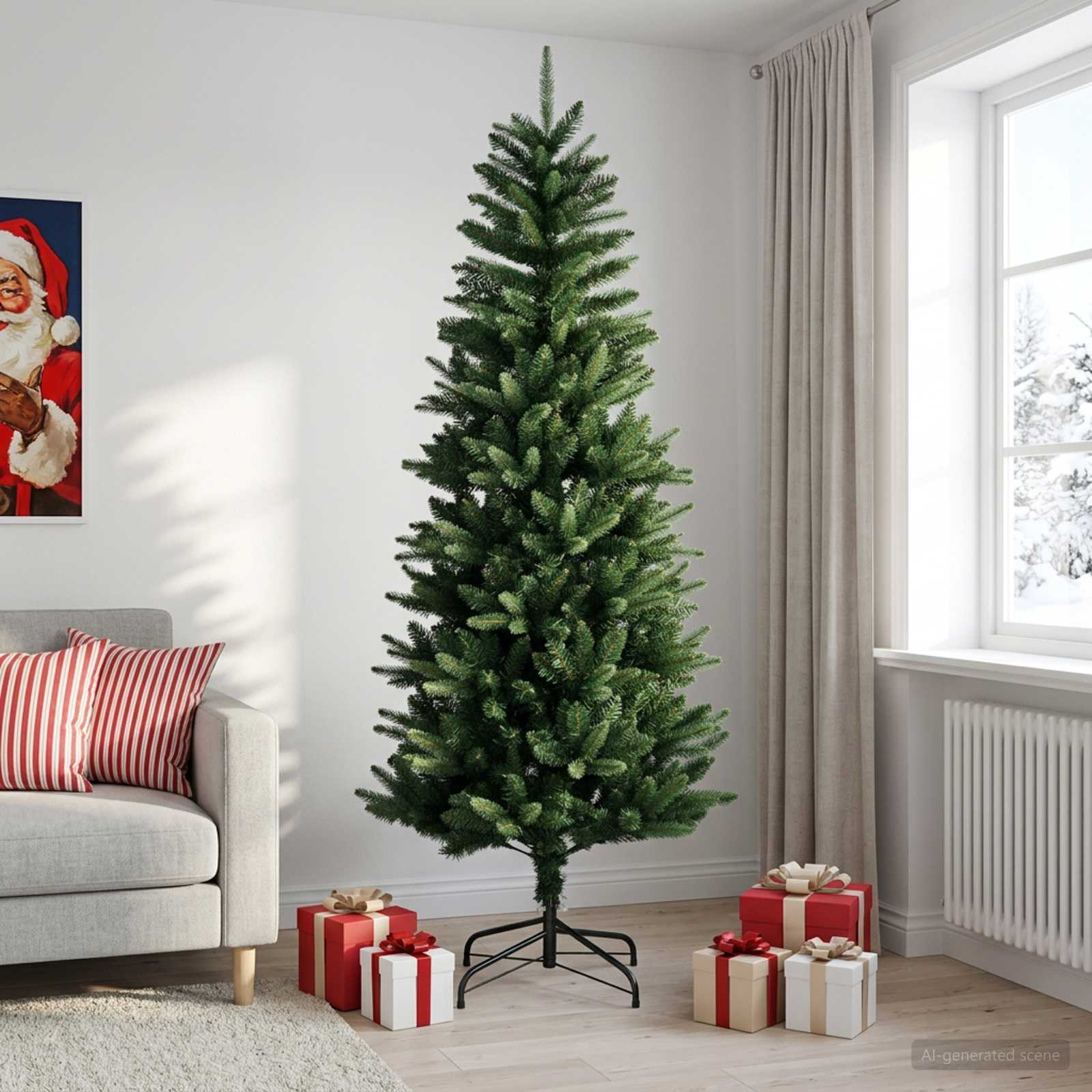 Artificial Hinged Christmas Tree 240 cm PE ja PVC Roheline