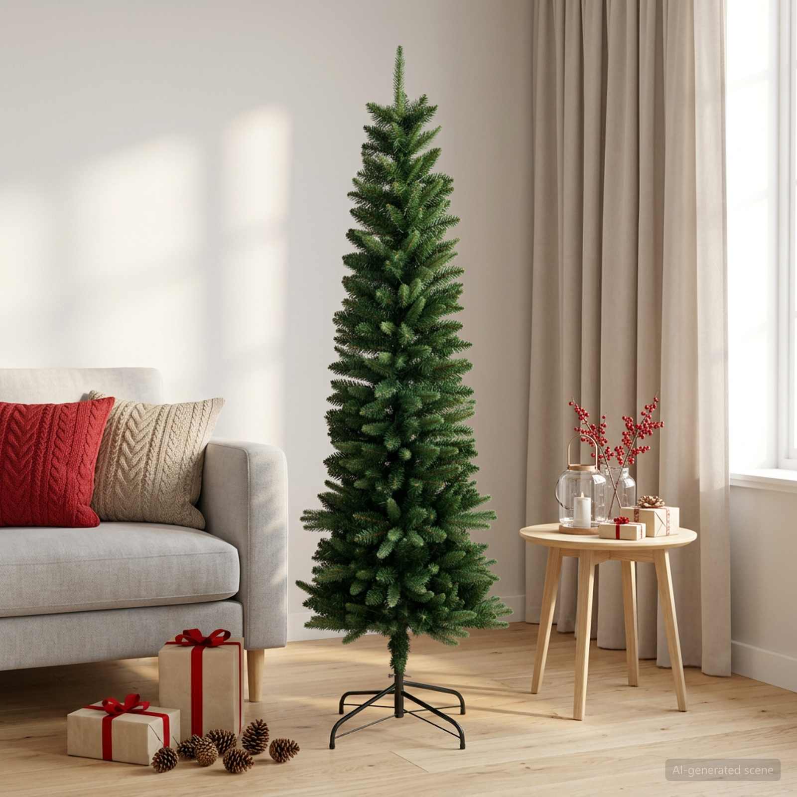 Artificial Slim Christmas Tree 120 cm PE ja PVC Roheline