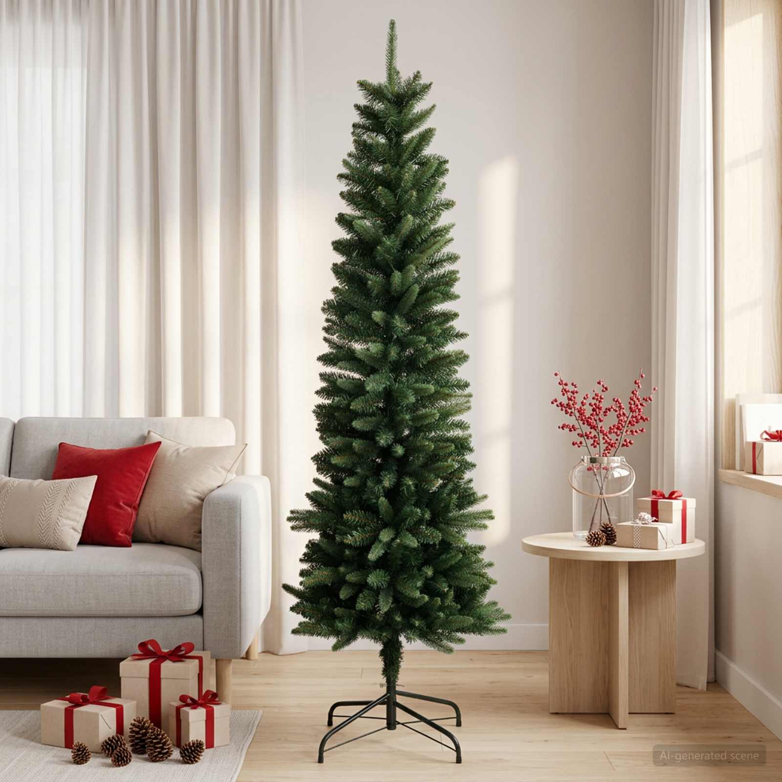 Artificial Slim Christmas Tree 150 cm PE ja PVC Roheline