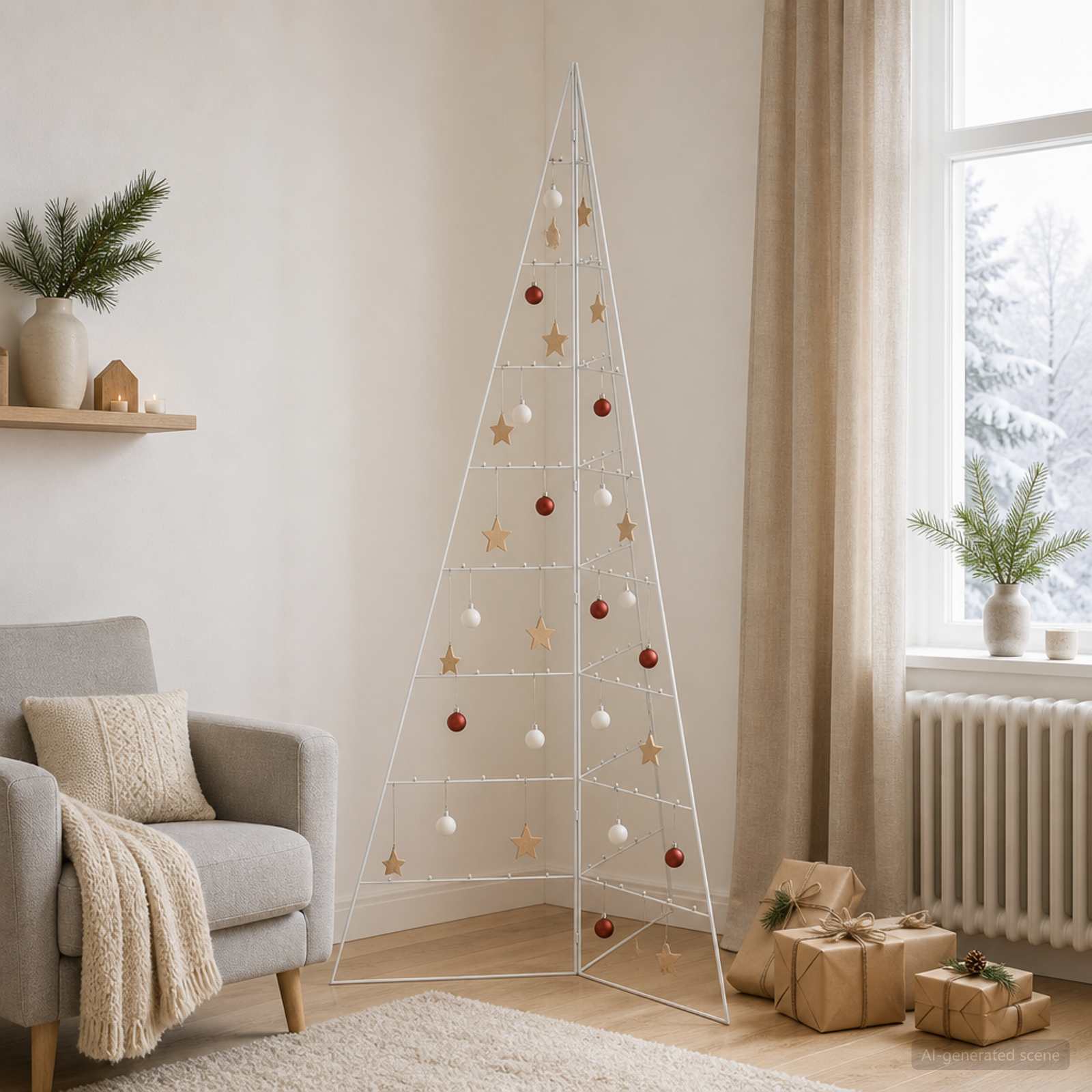 Metall jõulupuu KUOPIO 210 cm Teras Valge