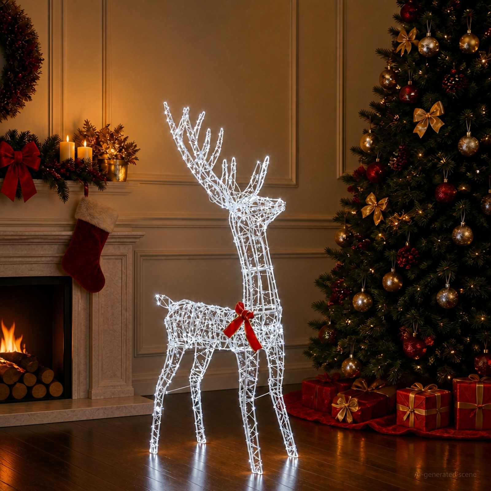 3D jõulupõder LOVIISA 300 LED-i Külm valge 70 x 26 x 128 cm