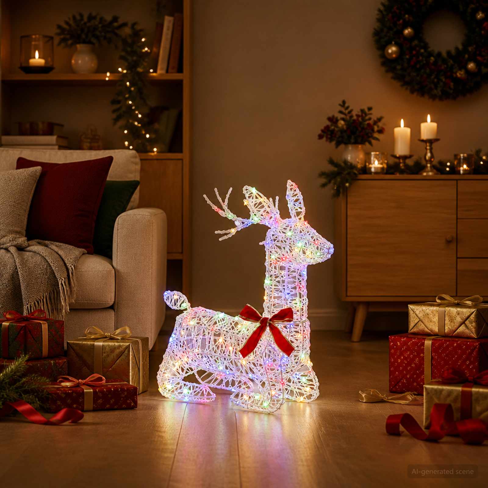 3D jõulupõder LOVIISA 140 LED-i Mitmevärviline 55 x 22 x 63 cm