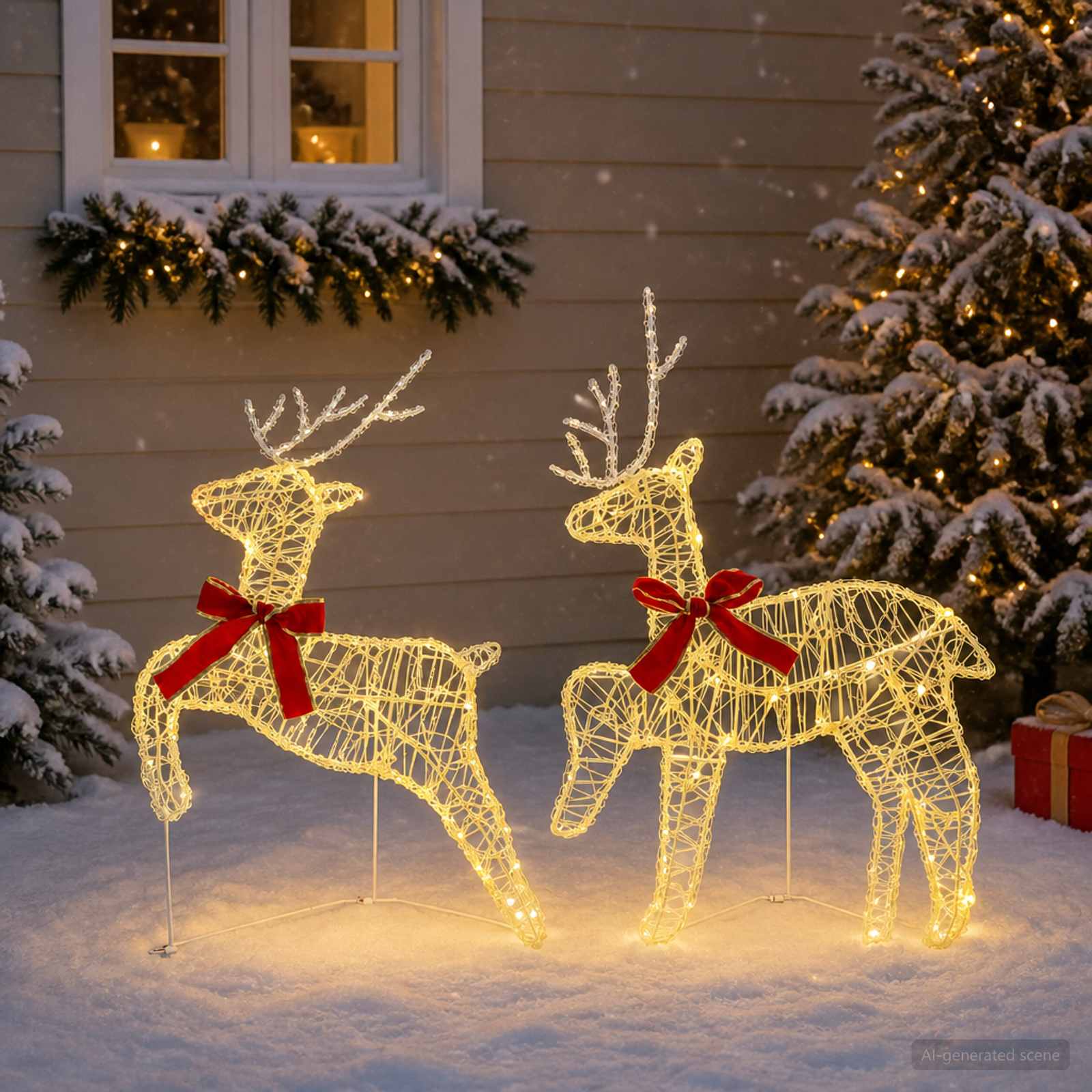 Jõuluvana põhjapõder 2 tk 40 LED-i Soe valge 43 x 19 x 65 cm