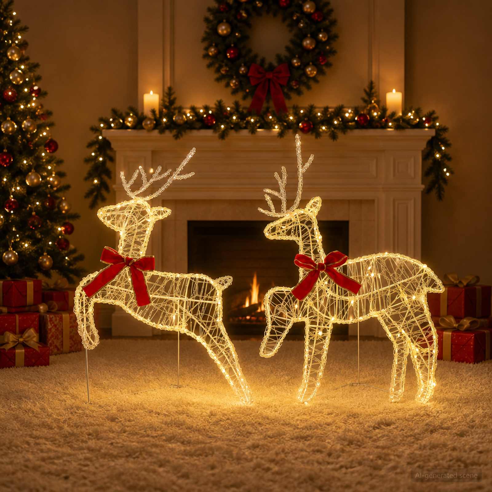 Jõuluvana põhjapõder 2 tk 40 LED-i Soe valge 43 x 19 x 65 cm