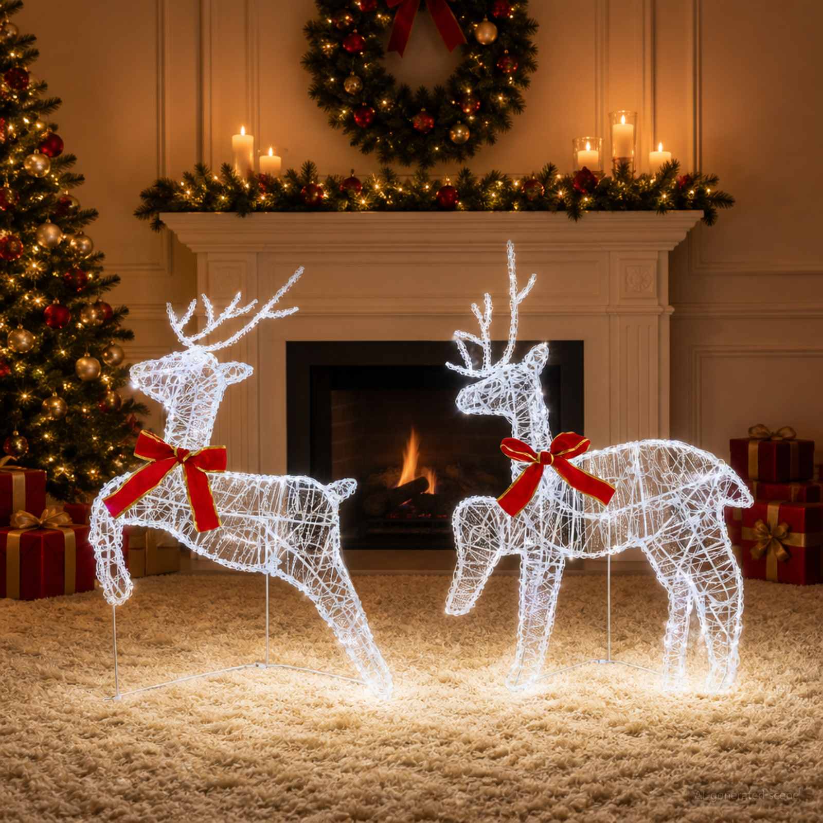 Jõuluvana põhjapõder 2 tk 40 LED-i Külm valge 43 x 19 x 65 cm