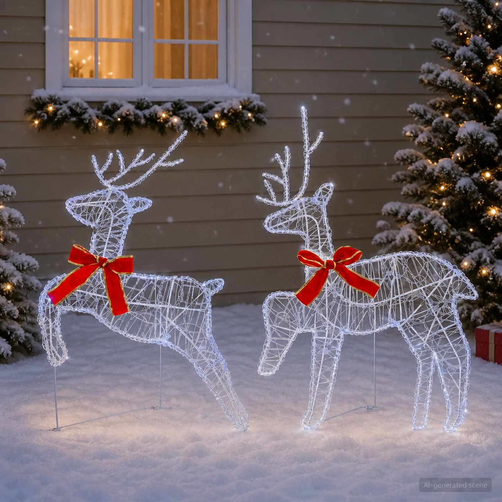Jõuluvana põhjapõder 2 tk 40 LED-i Külm valge 43 x 19 x 65 cm