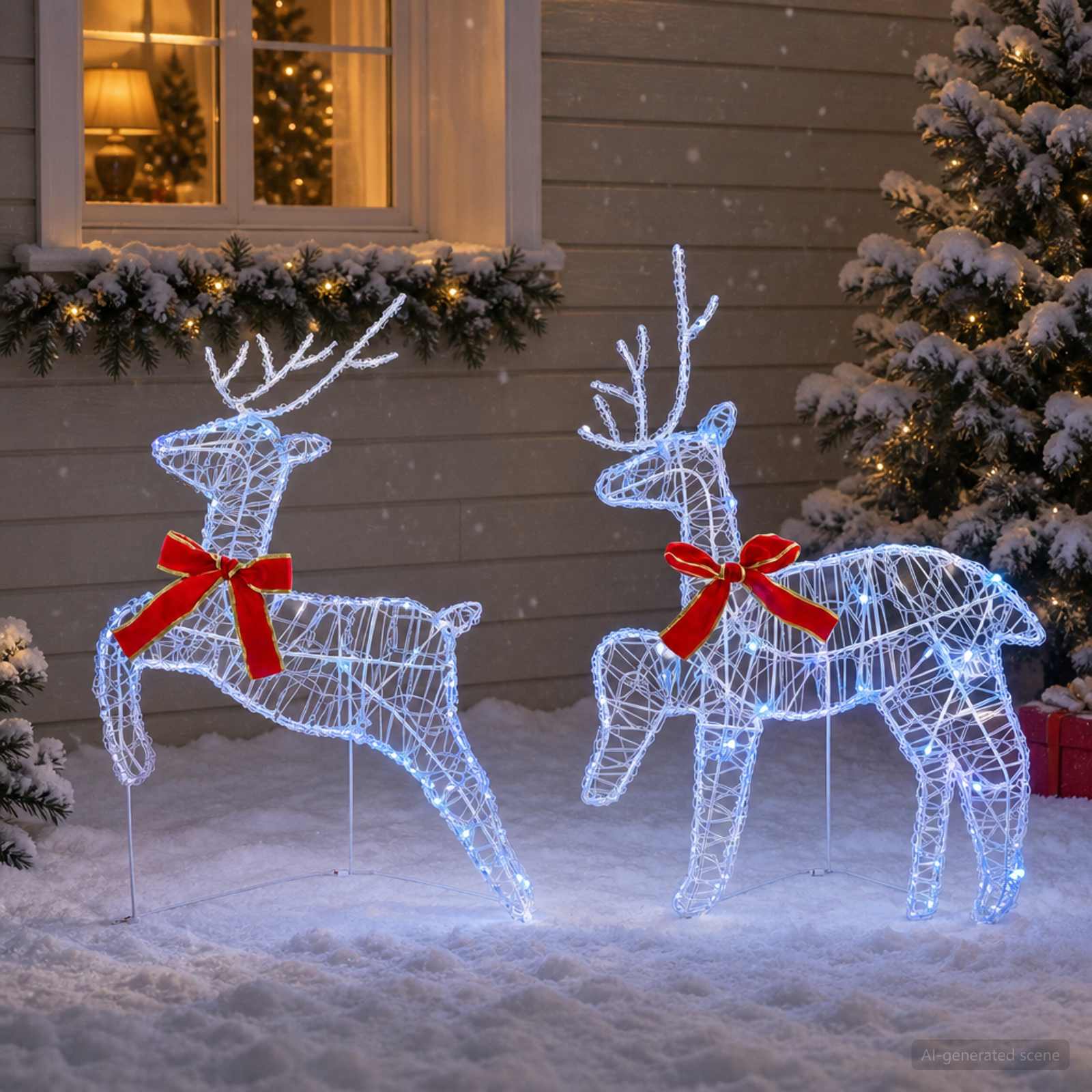 Jõuluvana põhjapõder 2 tk 40 LED-i Sinine 43 x 19 x 65 cm