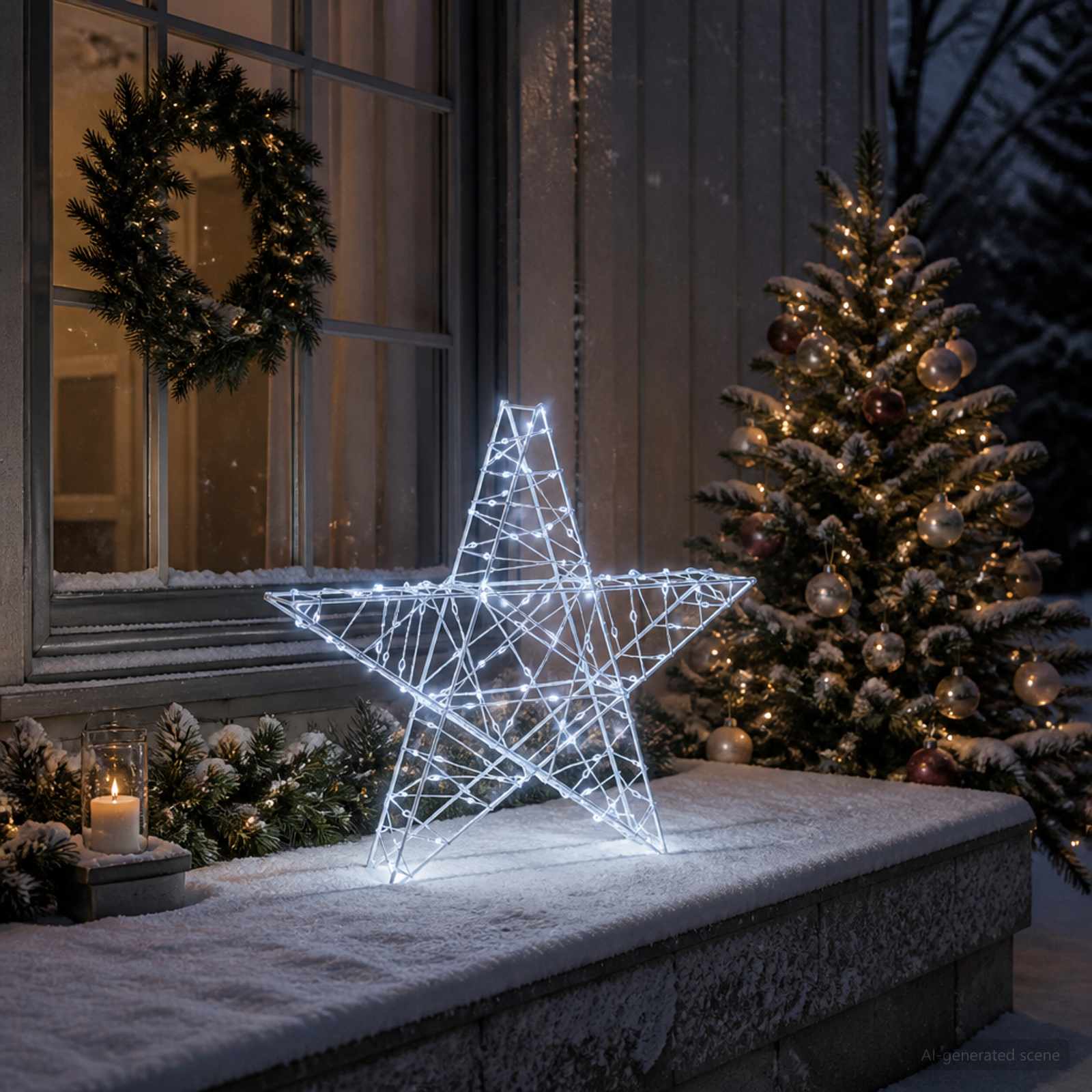 3D jõulutäht 120 LED-i Külm valge 55 x 53,5 x 10 cm