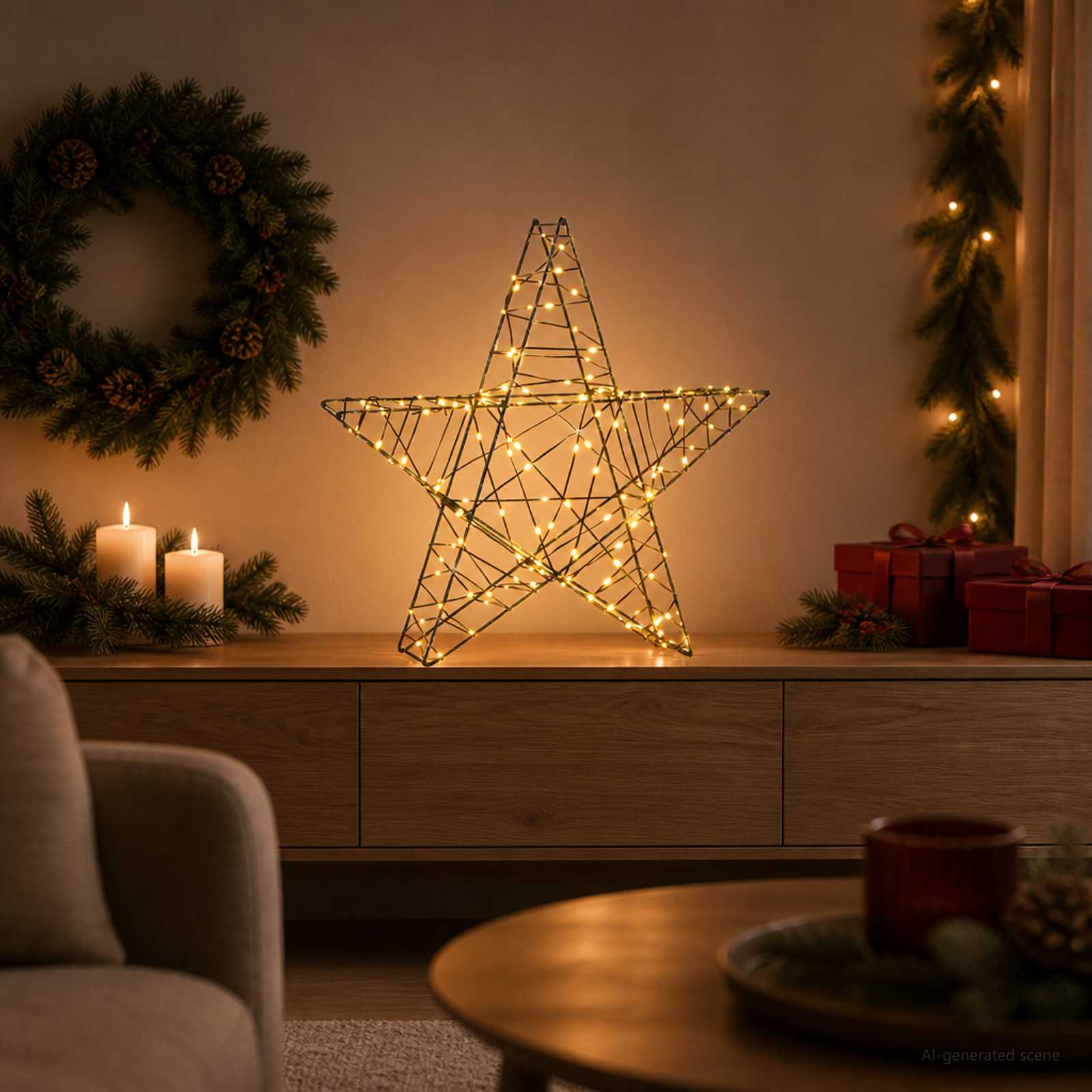 3D jõulutäht 120 LED-i Soe valge 55 x 53,5 x 10 cm
