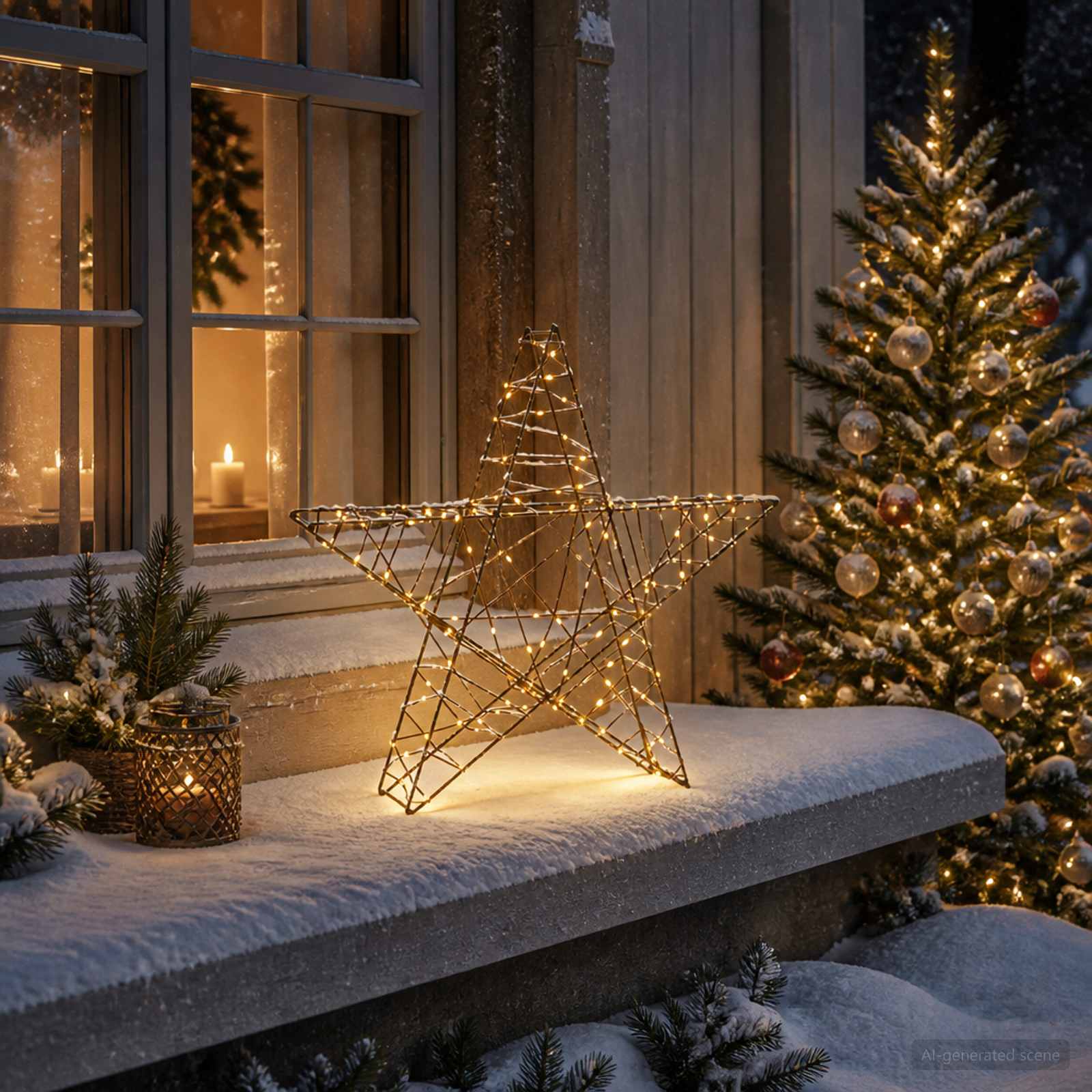 3D jõulutäht 120 LED-i Soe valge 55 x 53,5 x 10 cm