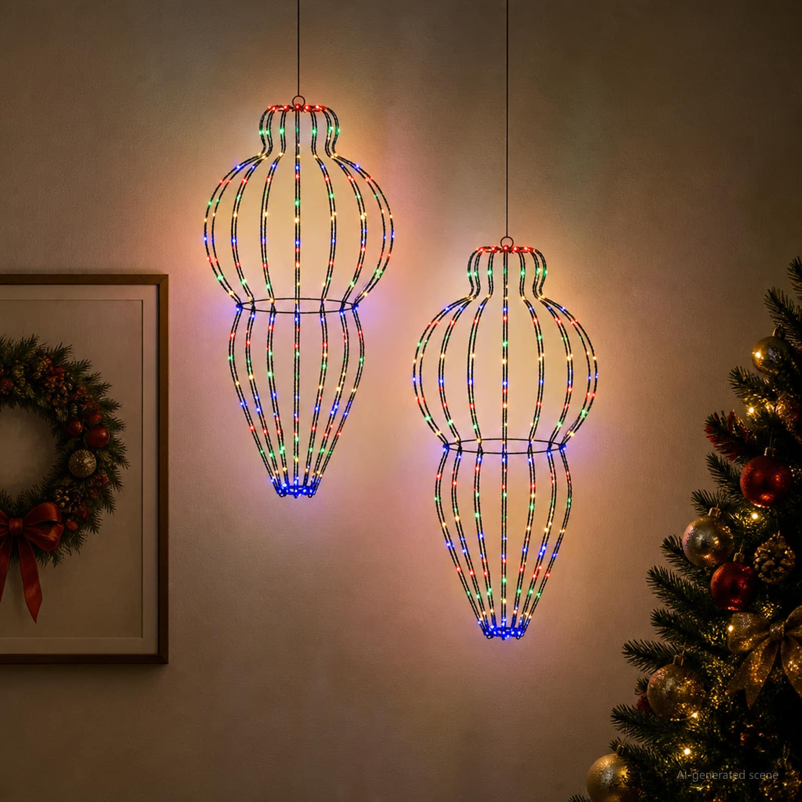 Jõulufiniaalne valgus 2 tk 640 LED-i Mitmevärviline