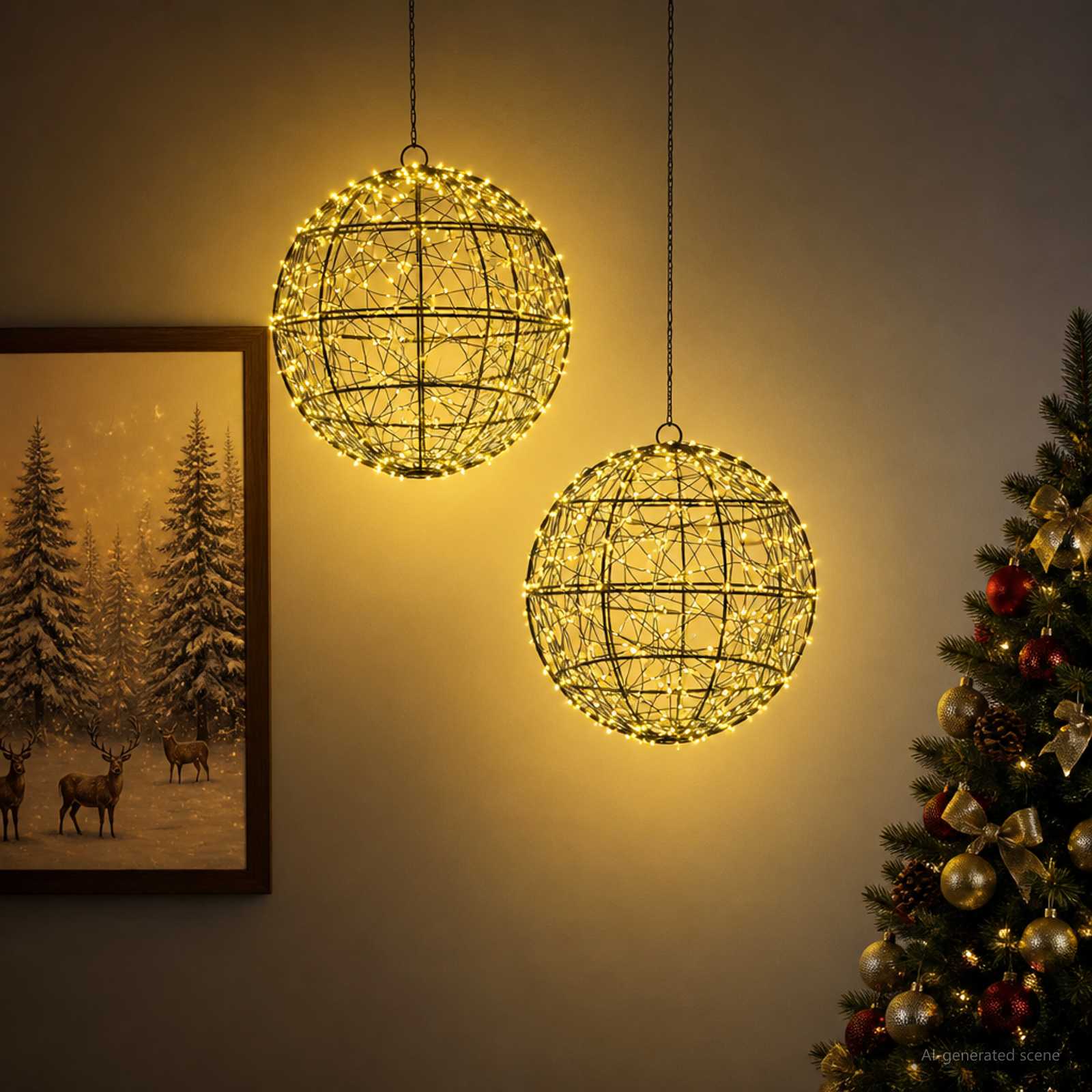 Jõulufiniaalne valgus 2 tk 600 LED-i Soe valge