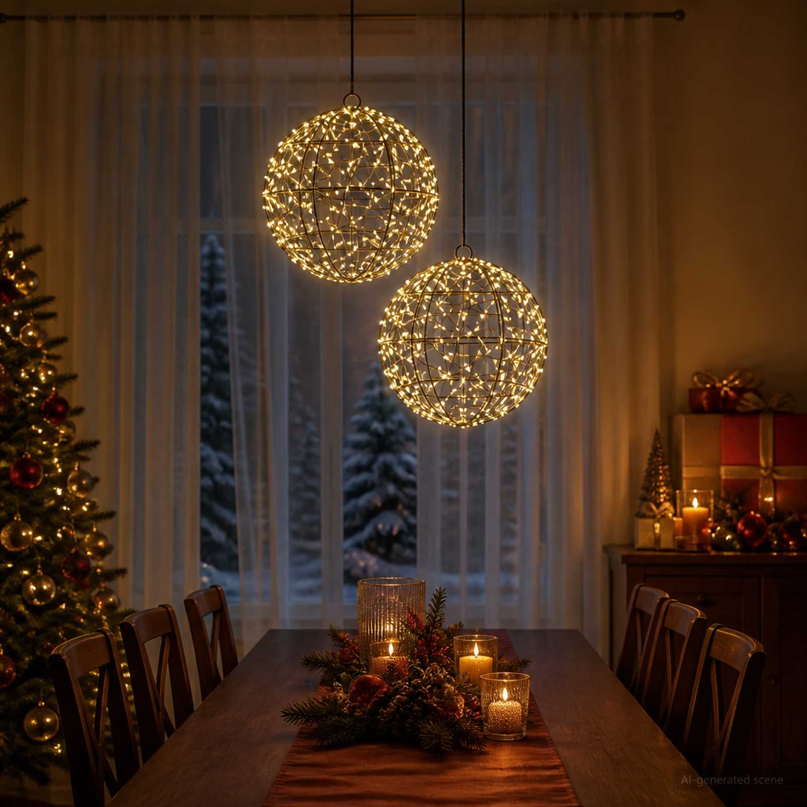 Jõulufiniaalne valgus 2 tk 600 LED-i Soe valge