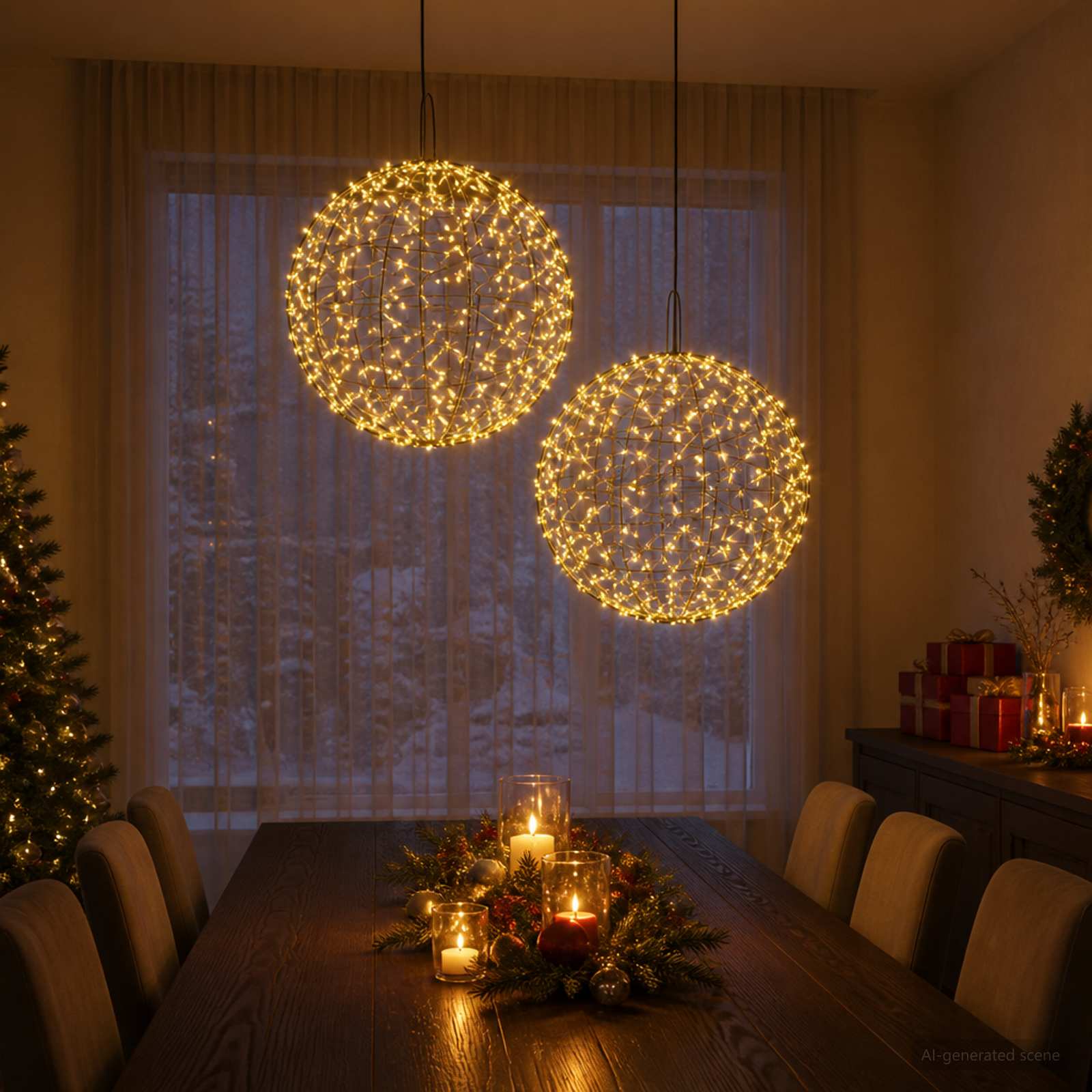 Jõulufiniaalne valgus 2 tk 1900 LED-i Soe valge