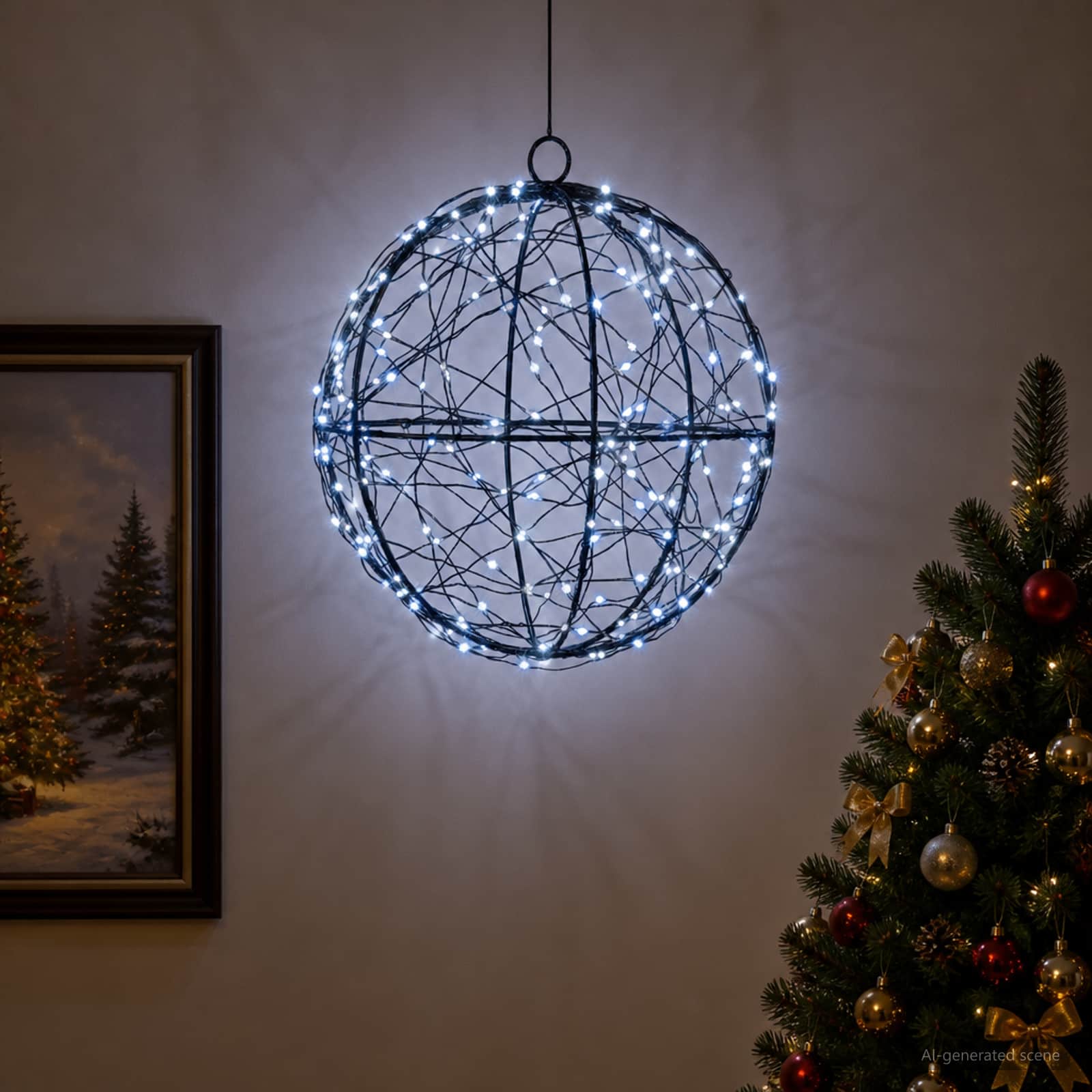 Jõulufiniaalne valgus 200 LED-i Külm valge Läbimõõt 20 x 22 cm