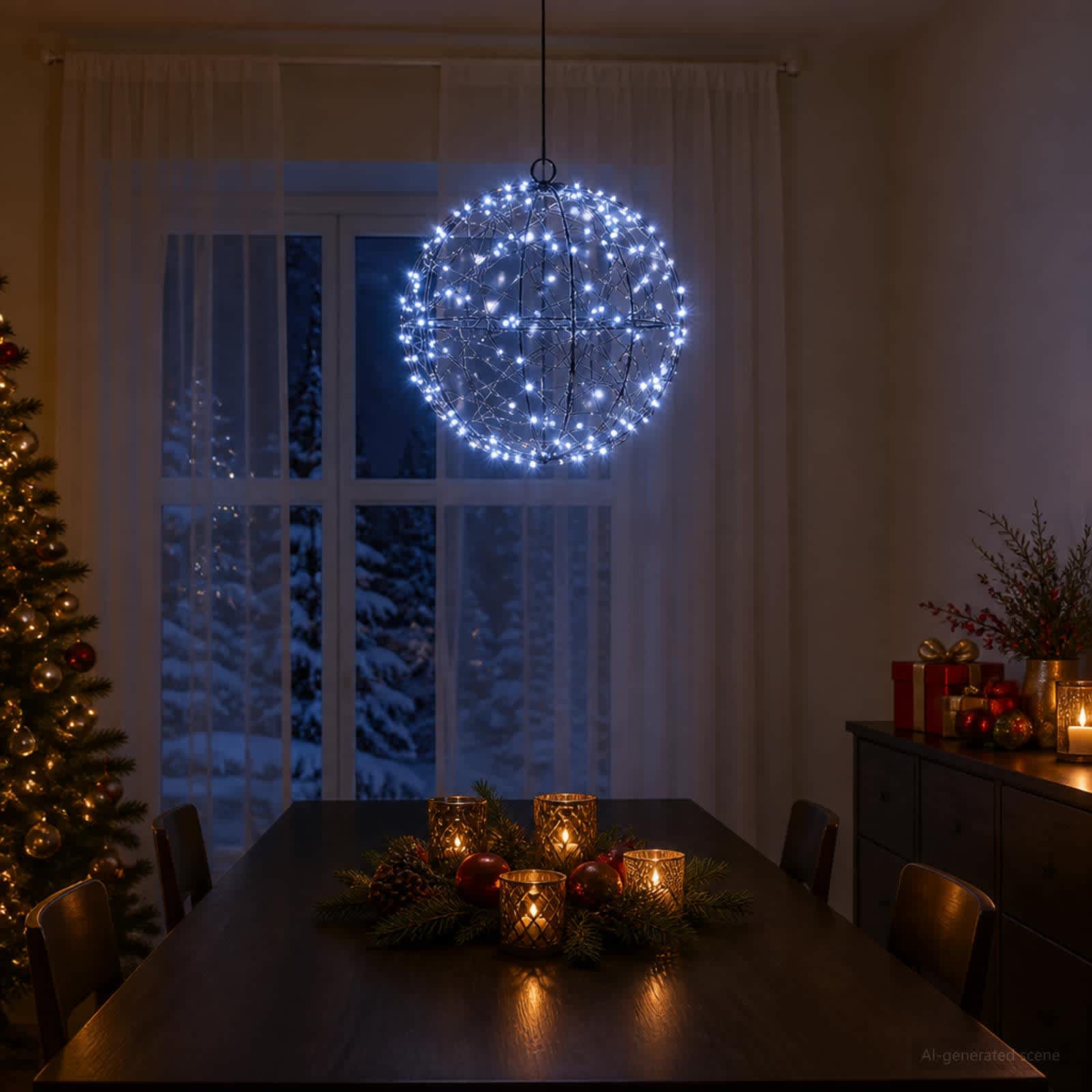 Jõulufiniaalne valgus 200 LED-i Külm valge Läbimõõt 20 x 22 cm