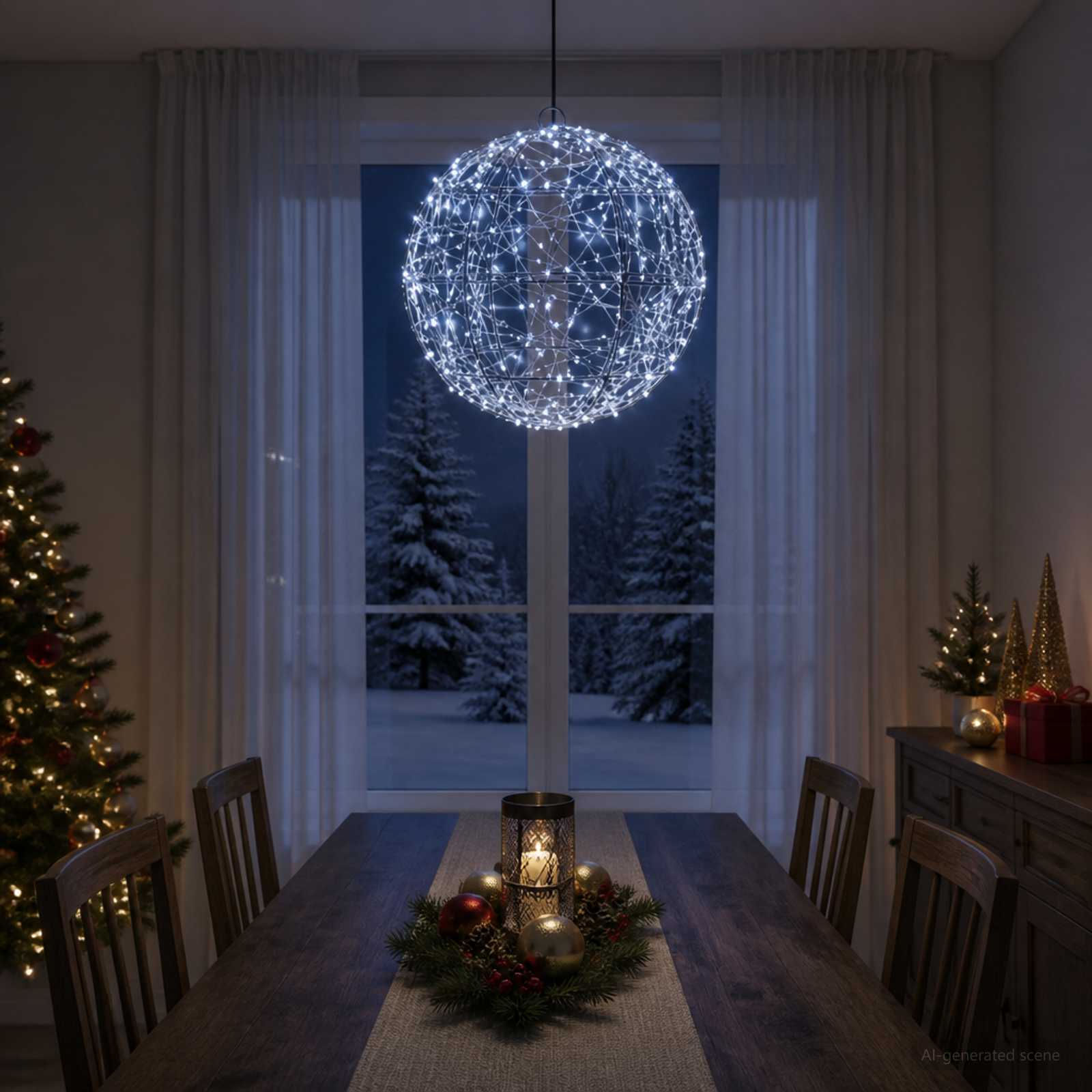 Jõulufiniaalne valgus 300 LED-i Külm valge Läbimõõt 30 x 32 cm