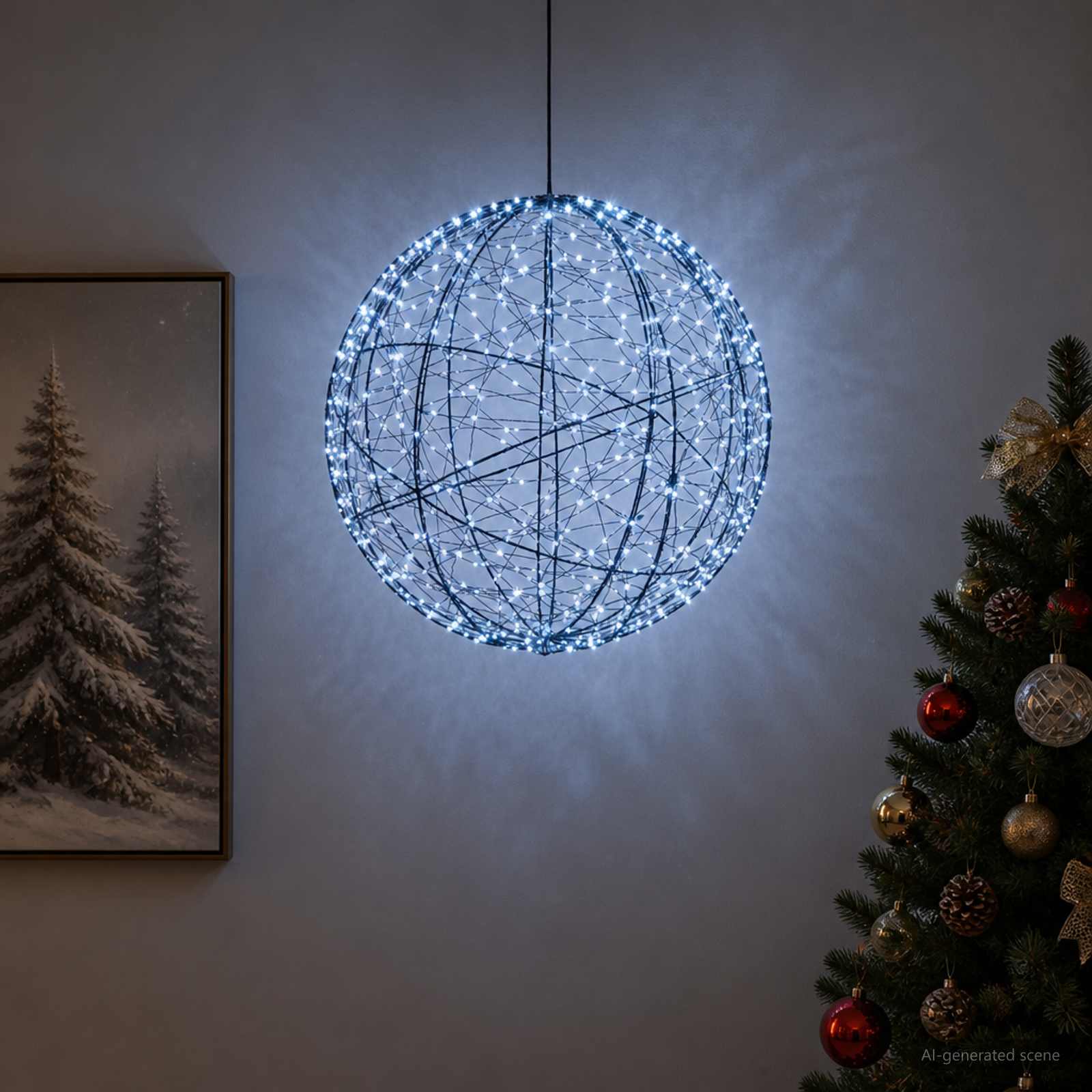 Jõulufiniaalne valgus 500 LED-i Külm valge Läbimõõt 40 x 42 cm