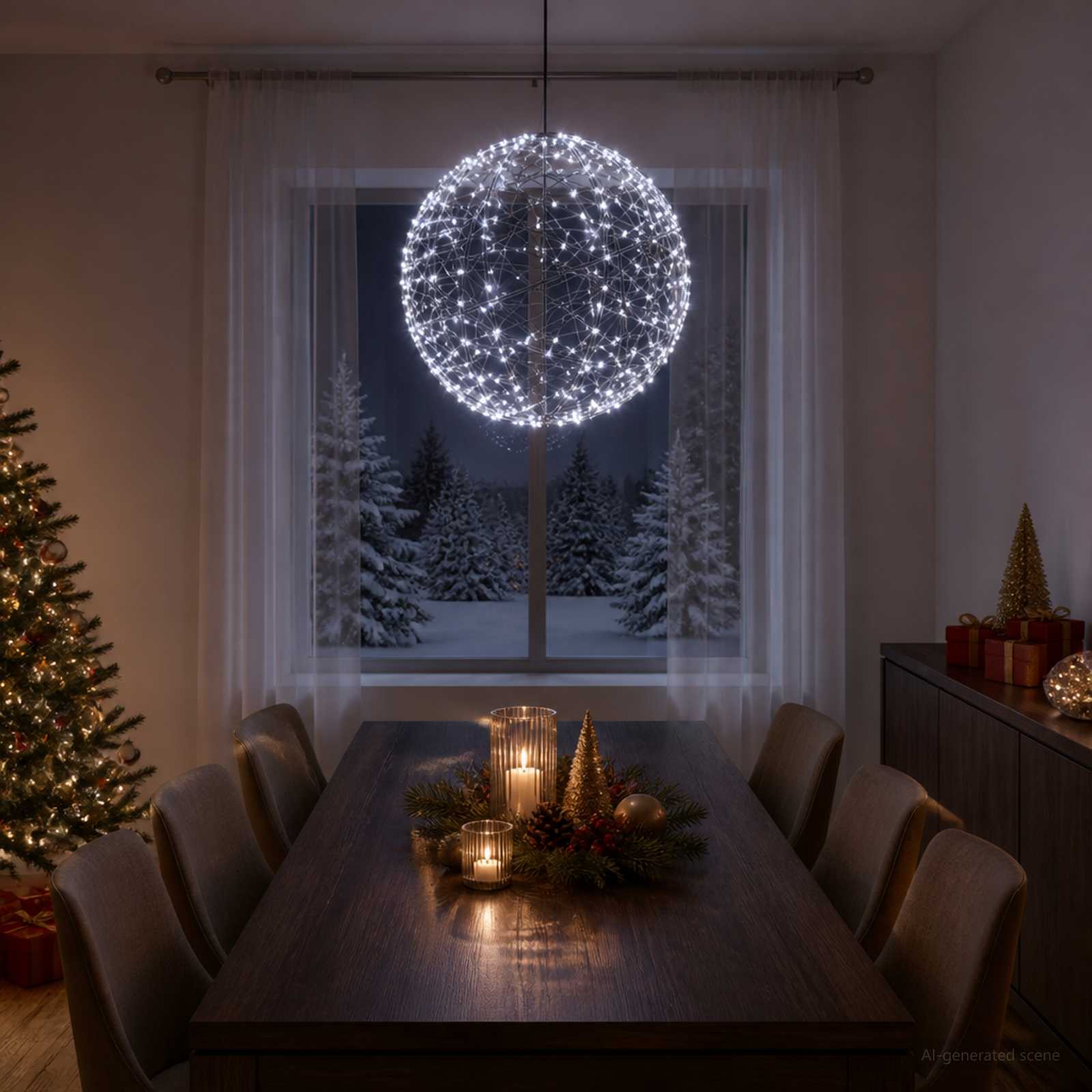 Jõulufiniaalne valgus 750 LED-i Külm valge Läbimõõt 50 x 52 cm