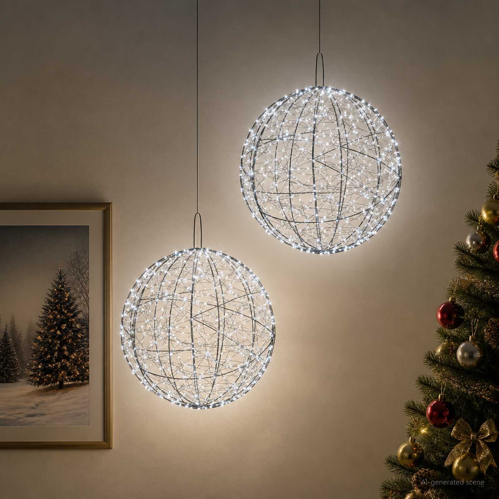 Jõulufiniaalne valgus 2 tk 1900 LED-i Külm valge