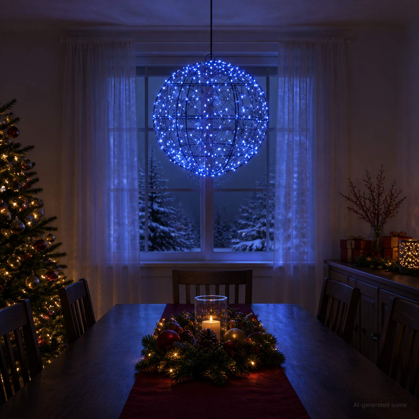 Jõulufiniaalne valgus 300 LED-i Sinine Läbimõõt 30 x 32 cm