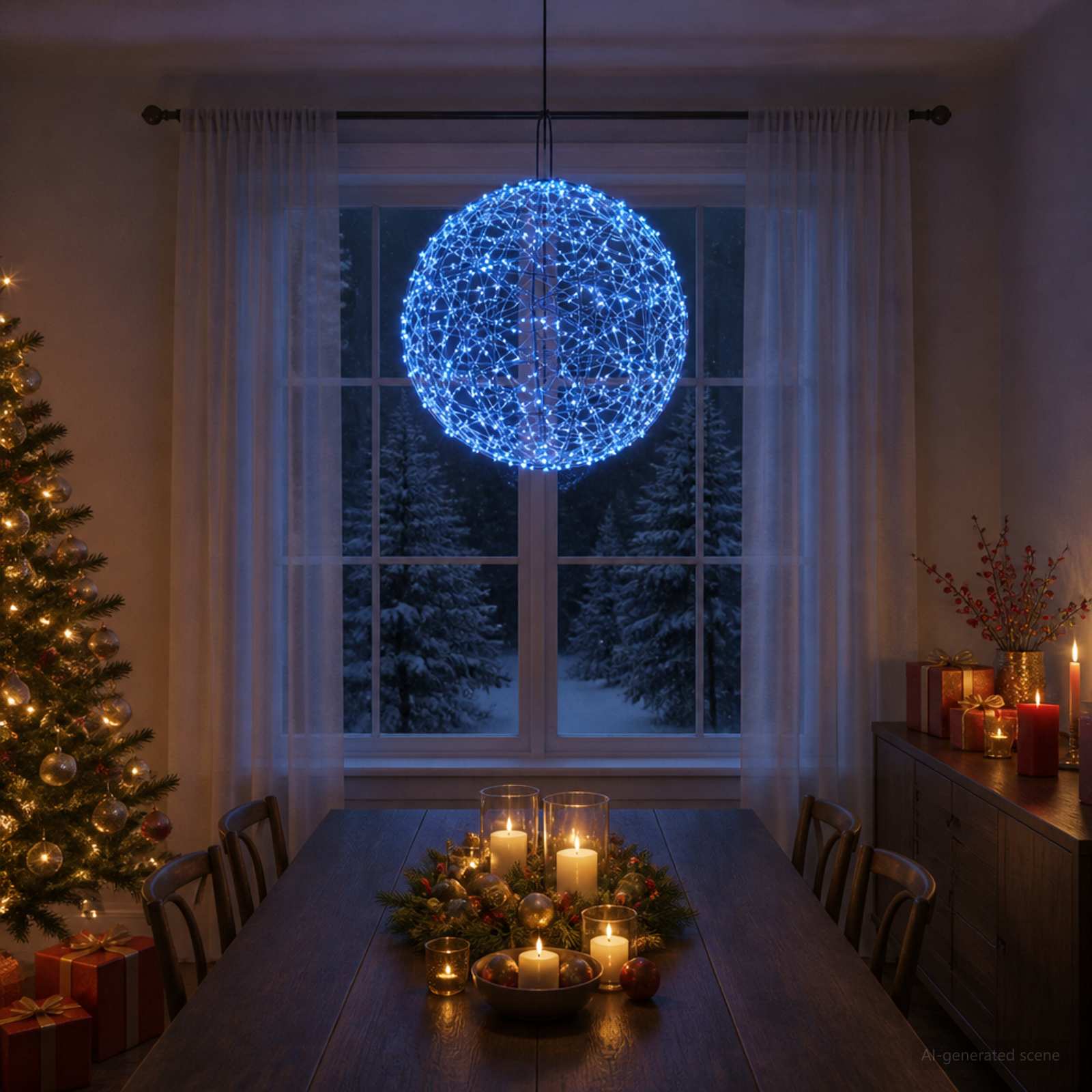 Jõulufiniaalne valgus 950 LED-i Sinine Läbimõõt 60 x 63 cm