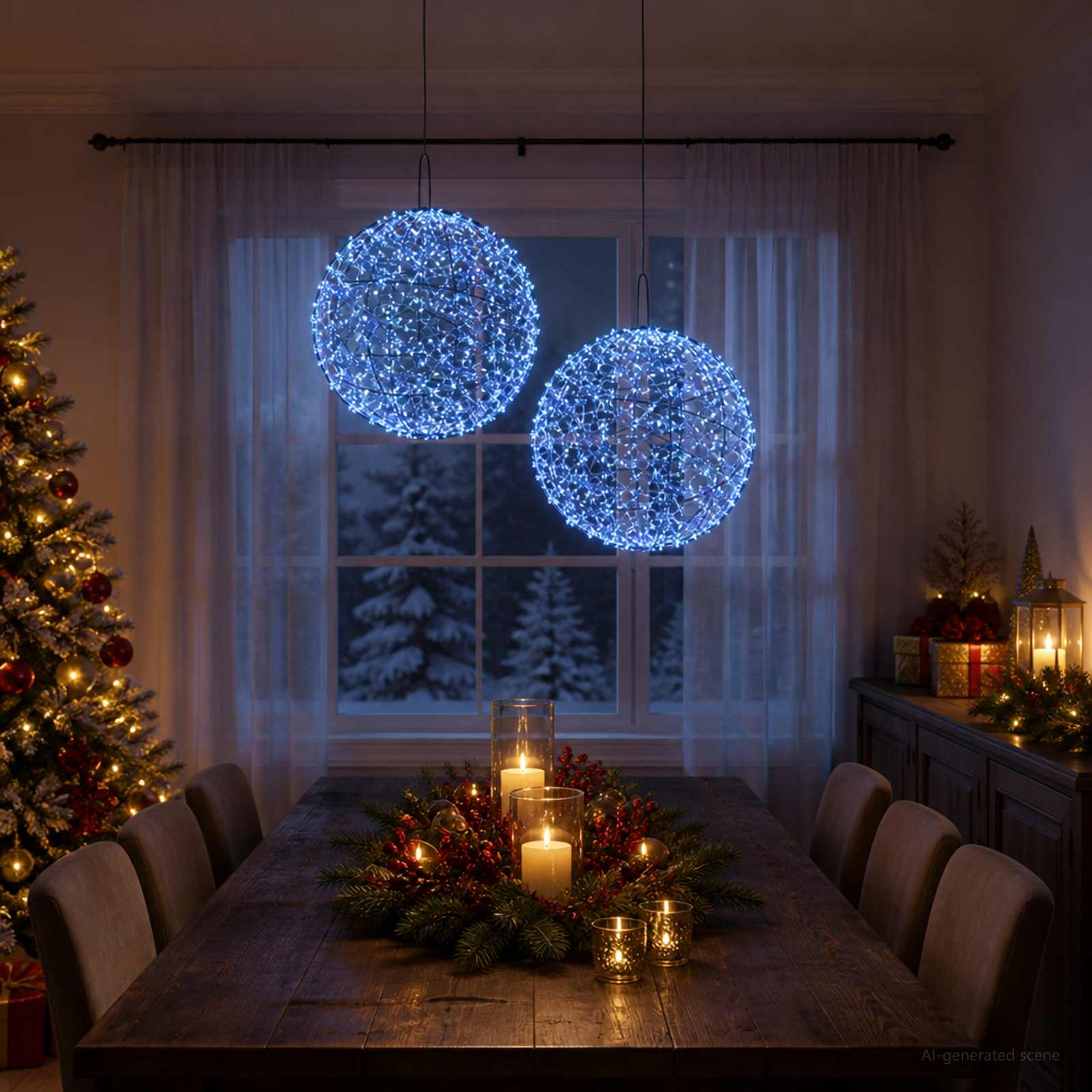 Jõulufiniaalne valgus 2 tk 1900 LED-i Sinine