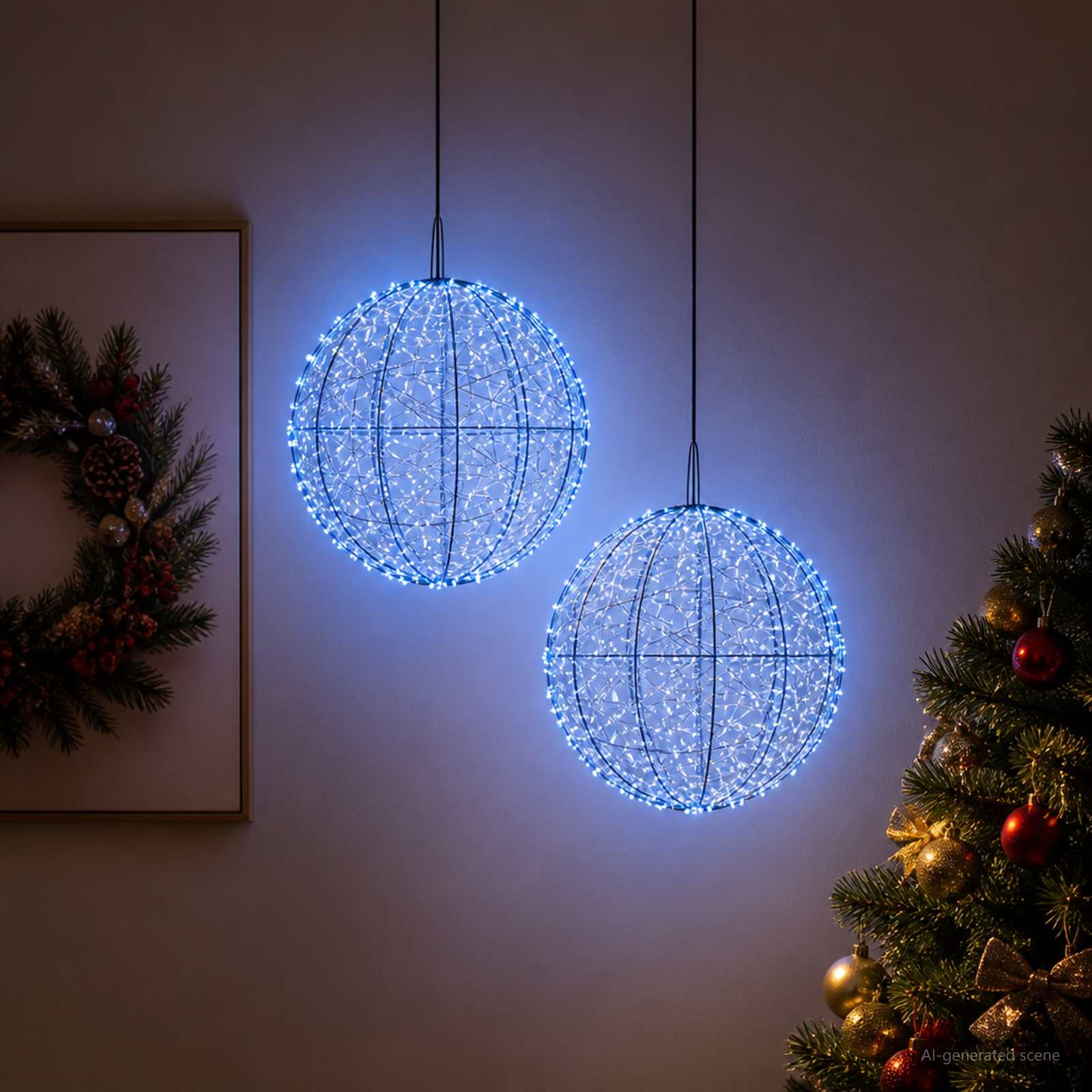 Jõulufiniaalne valgus 2 tk 1900 LED-i Sinine